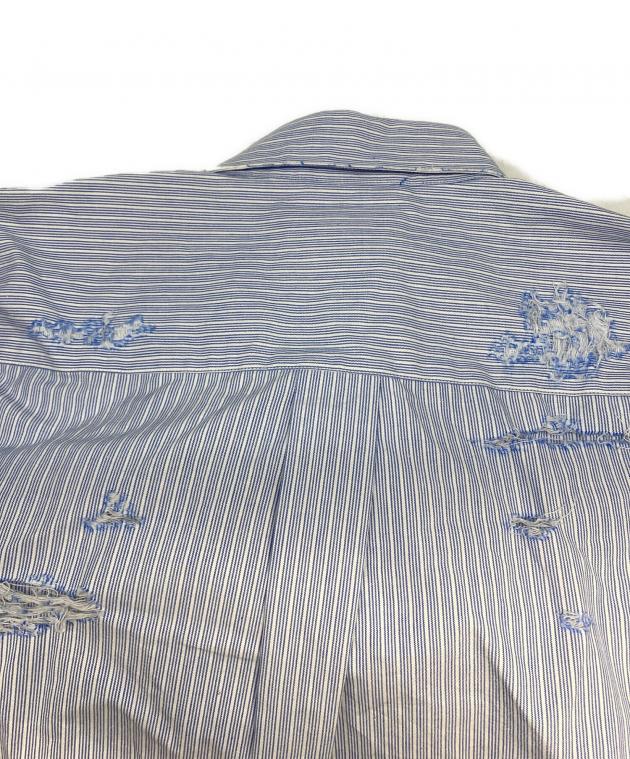 中古・古着通販】doublet (ダブレット) DESTROYED STRIPE SHIRT ブルー
