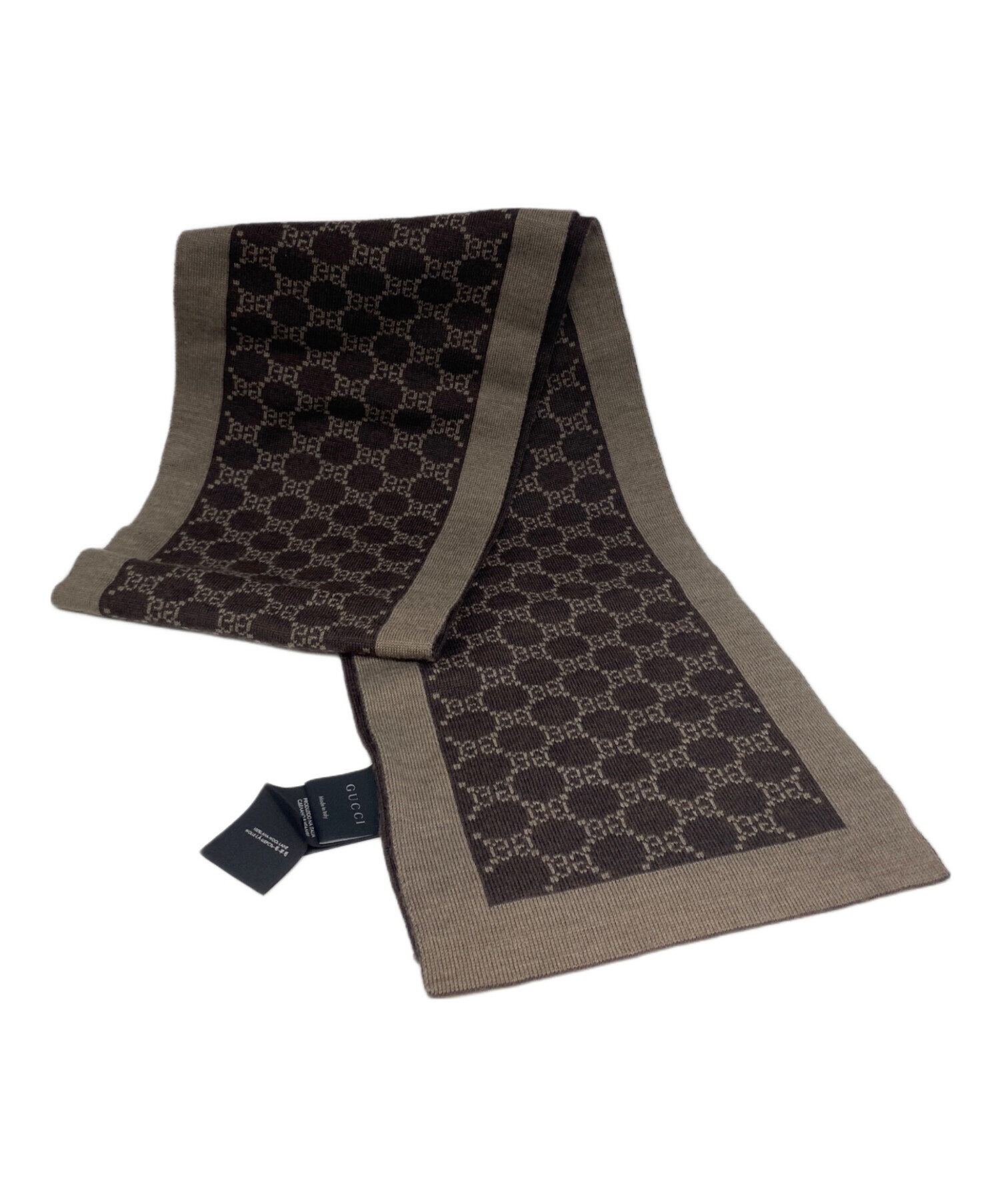 GUCCI GGロゴ マフラー ブラウン 中古・古着通販】GUCCI (グッチ) GG柄マフラー ブラウン｜ブランド