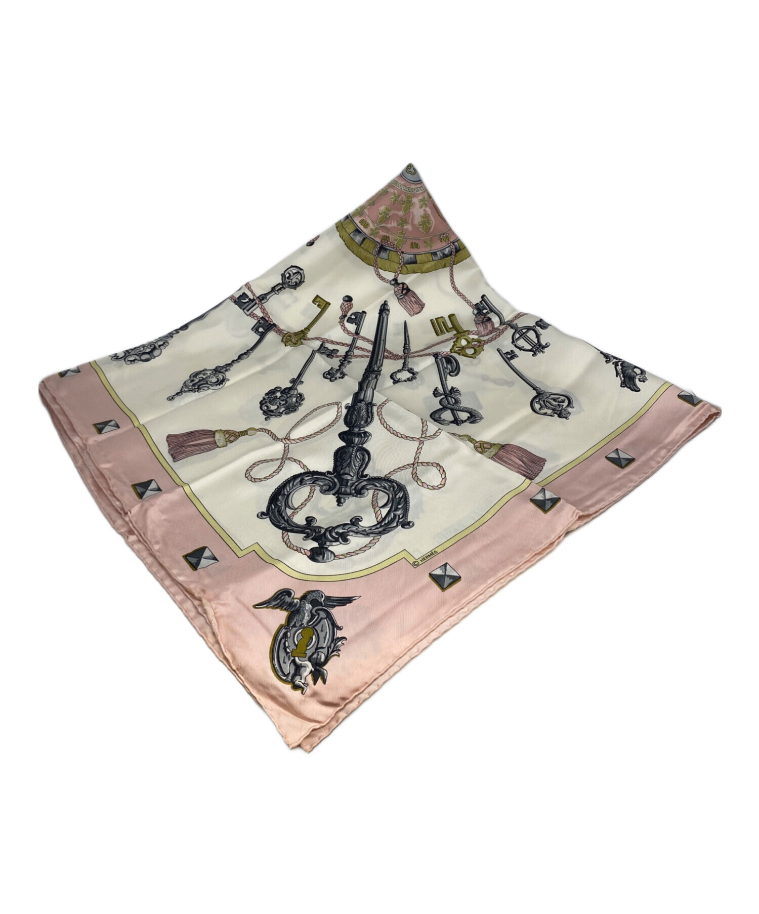 中古・古着通販】HERMES (エルメス) シルクスカーフ ピンク×ホワイト
