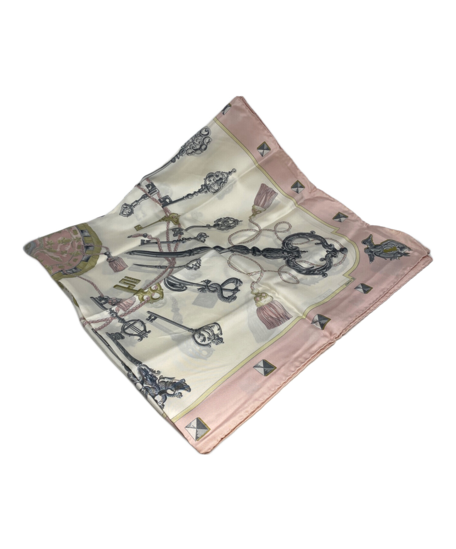 中古・古着通販】HERMES (エルメス) シルクスカーフ ピンク×ホワイト