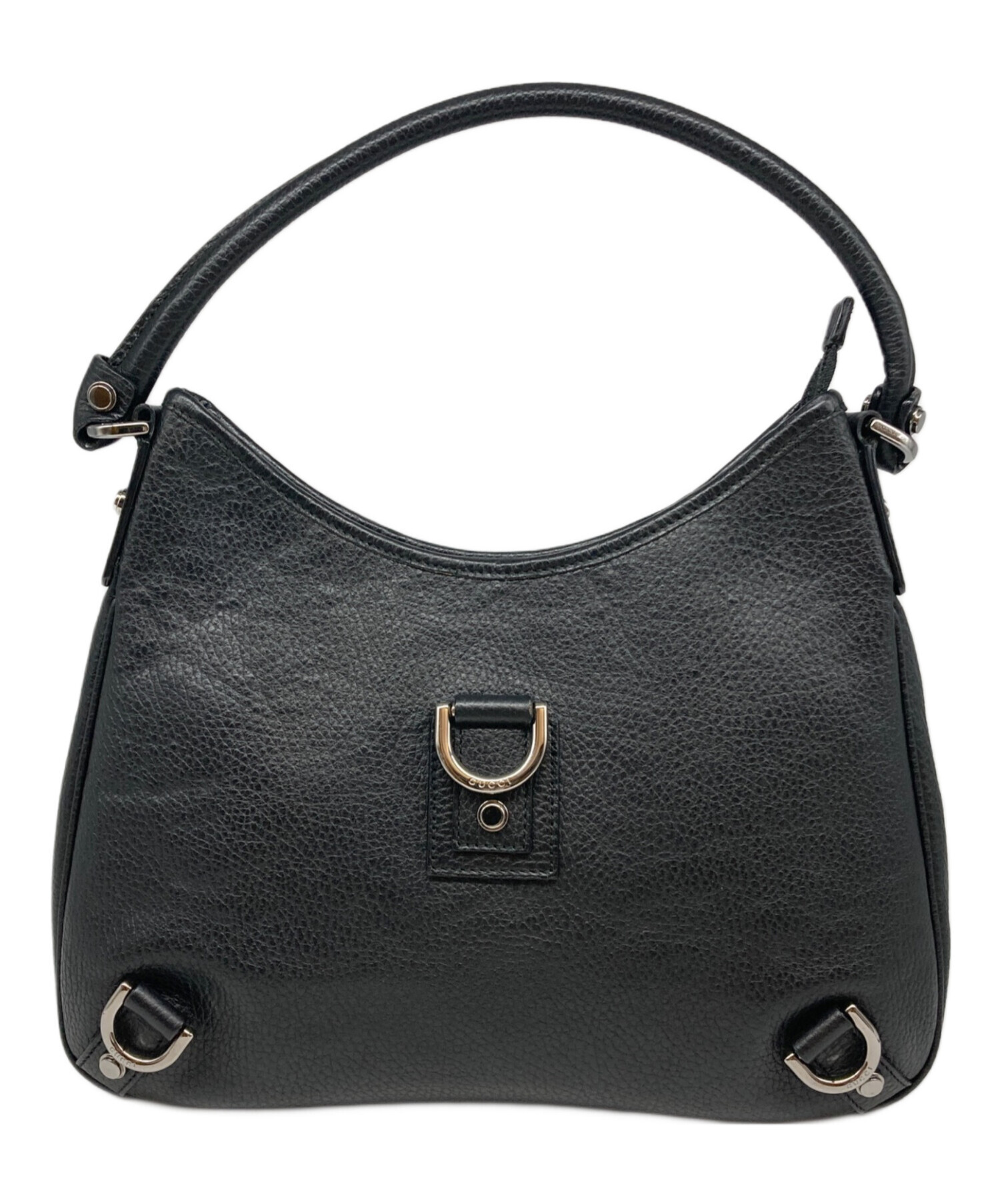 中古・古着通販】GUCCI (グッチ) レザーホーボーバッグ ブラック