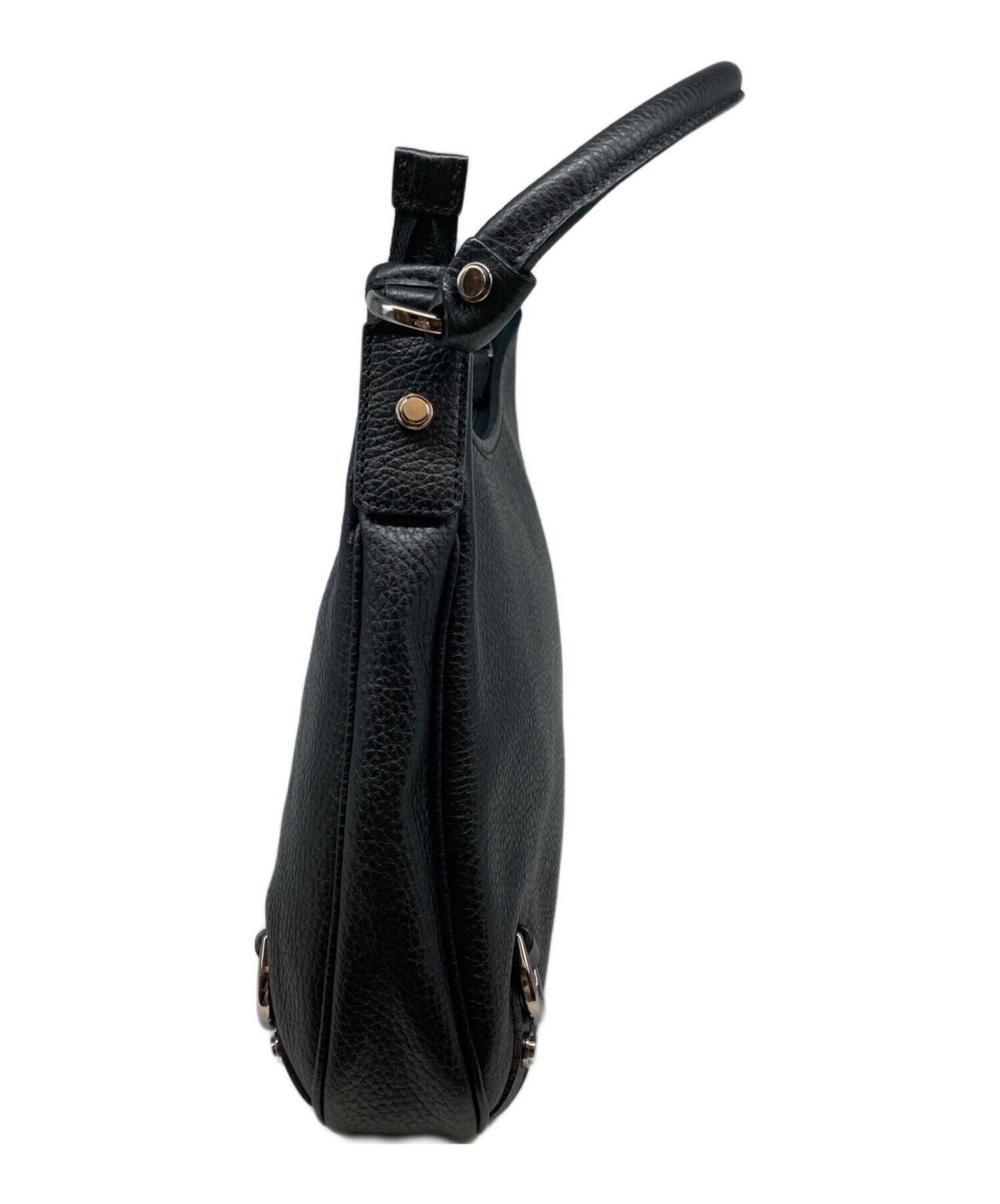 中古・古着通販】GUCCI (グッチ) レザーホーボーバッグ ブラック