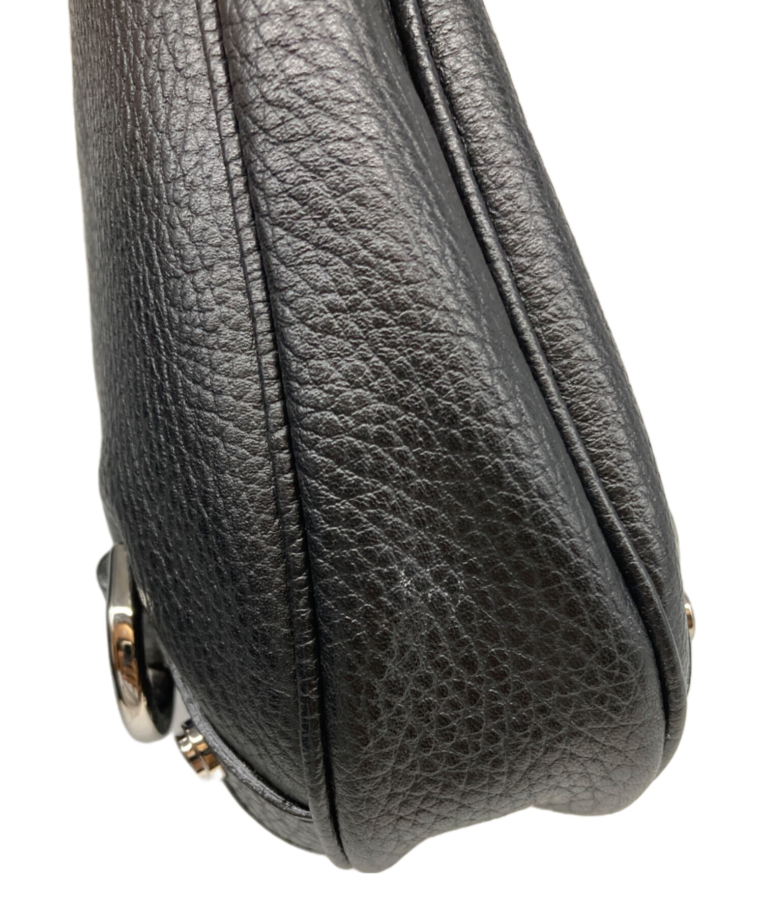 中古・古着通販】GUCCI (グッチ) レザーホーボーバッグ ブラック 
