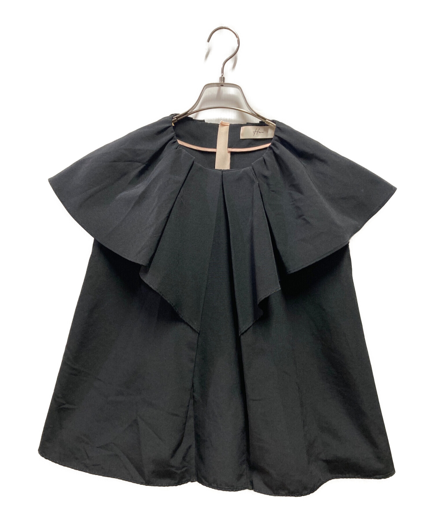 中古・古着通販】Heve (ヘイヴ) ラッフルグログラントップス ブラック