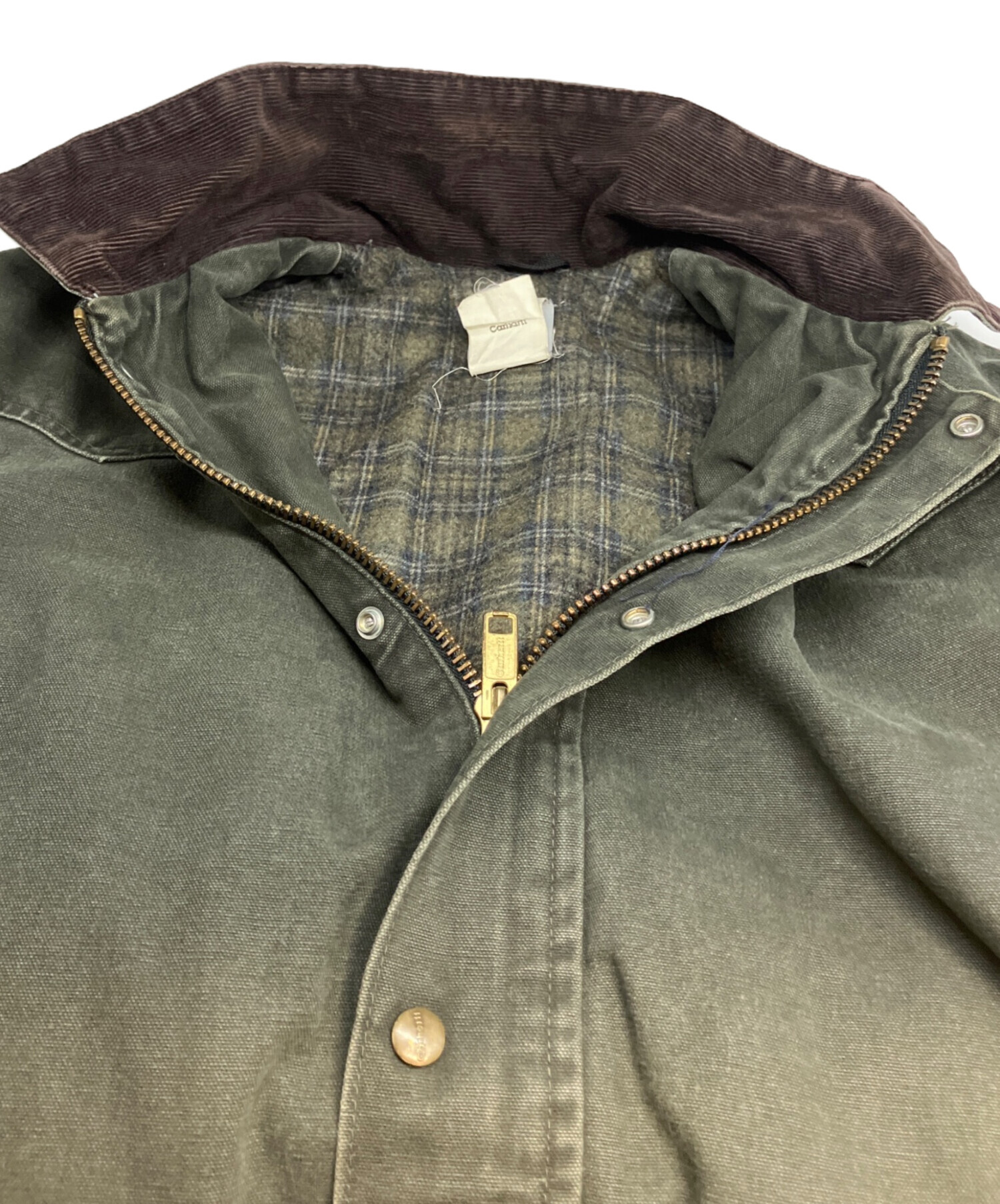 Carhartt ダック地 フーデッドジャケット ダークグリーン 中古・古着通販】CarHartt (カーハート) ダック地ランチコート