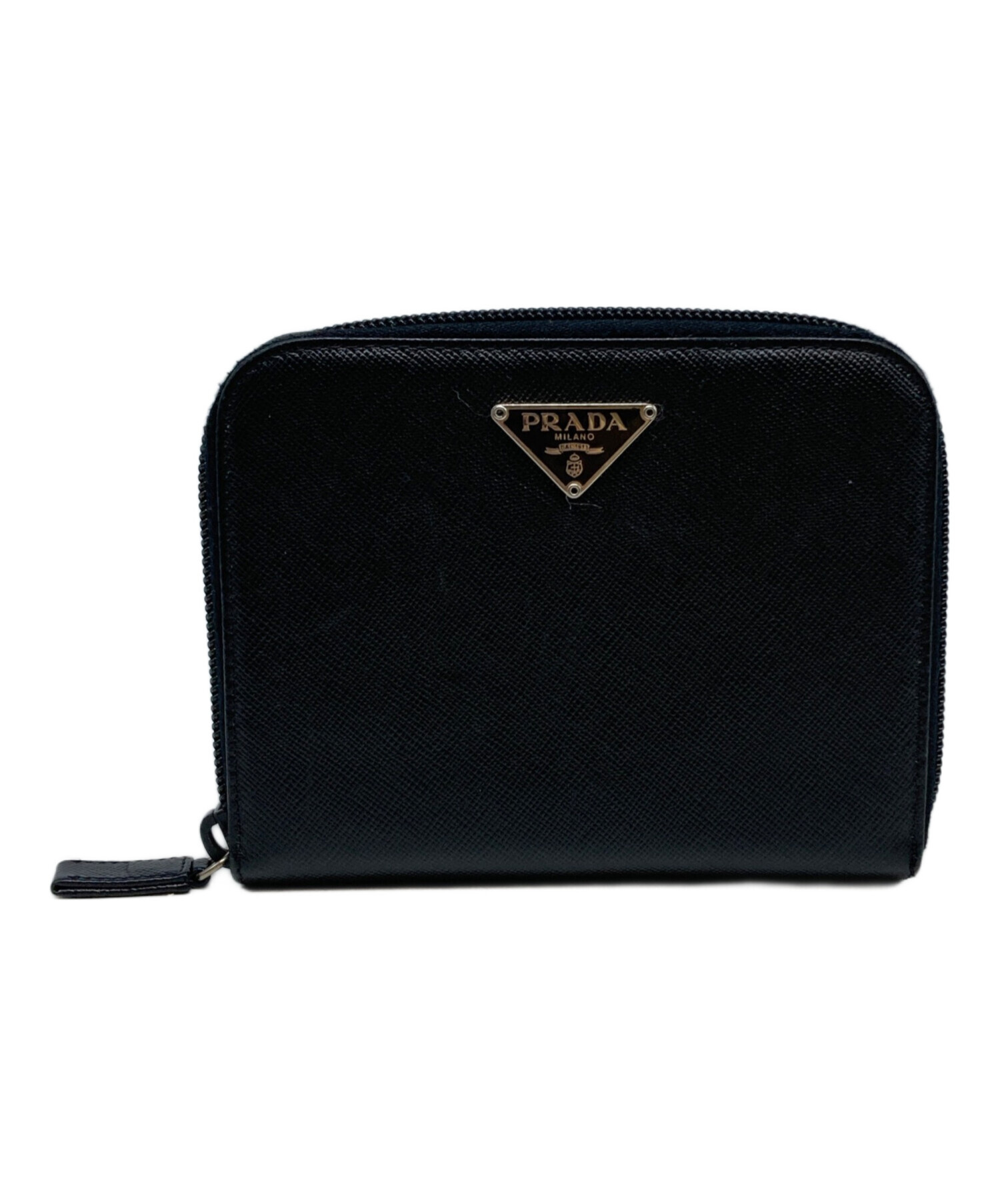 中古・古着通販】PRADA (プラダ) サフィアーノ2つ折り財布 ブラック