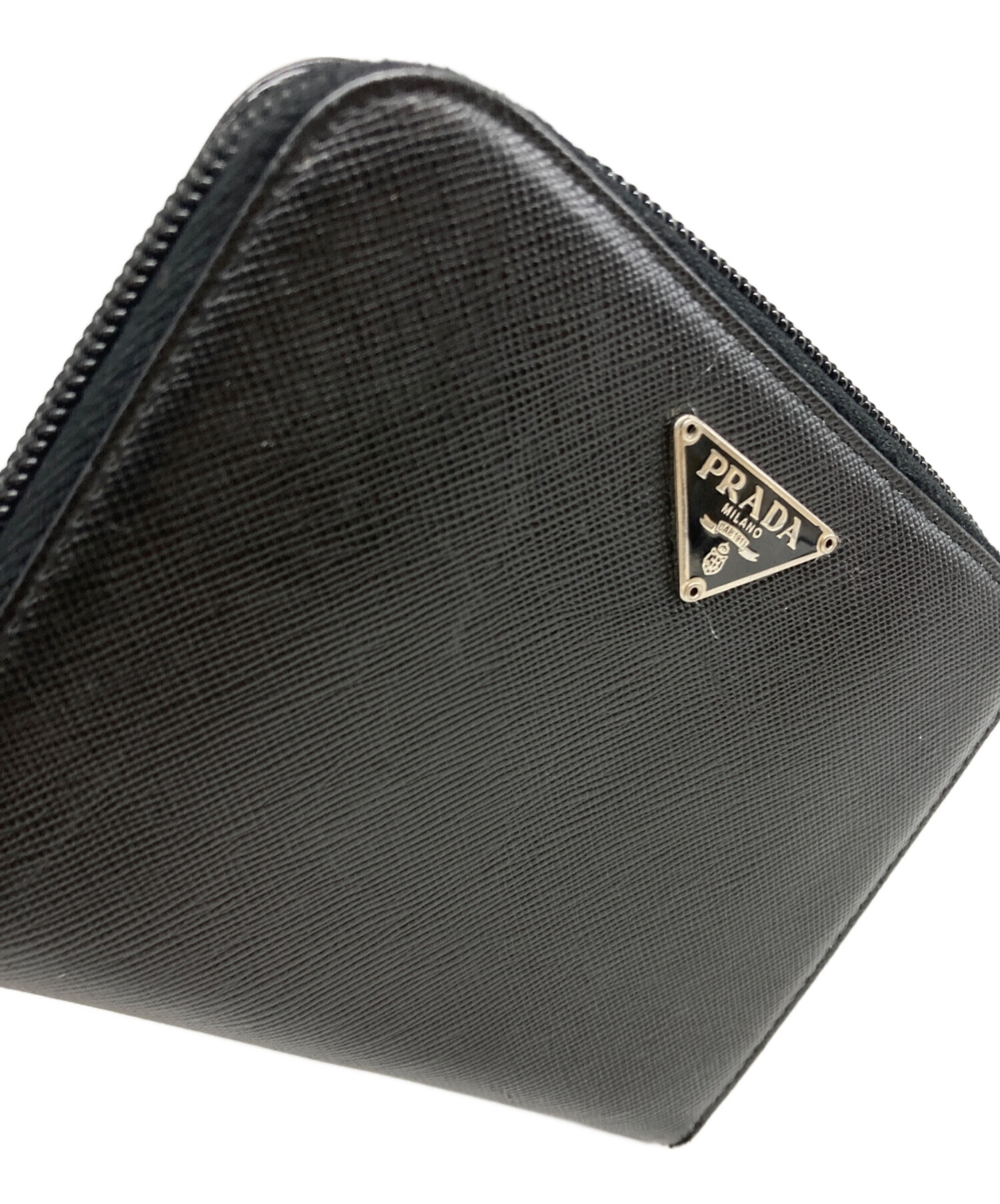 中古・古着通販】PRADA (プラダ) サフィアーノ2つ折り財布 ブラック