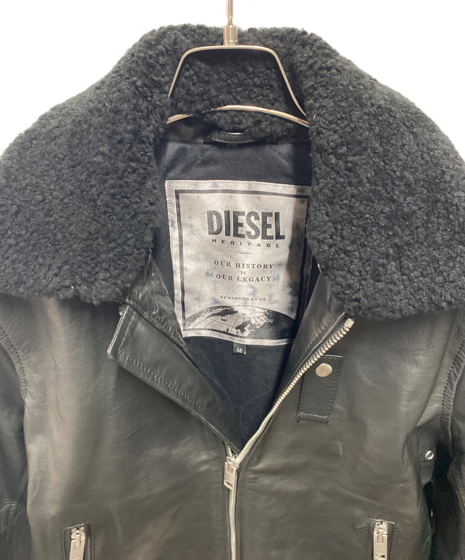 ファー付き ファー dieselジャケット DIESEL ダウンジャケット 黒