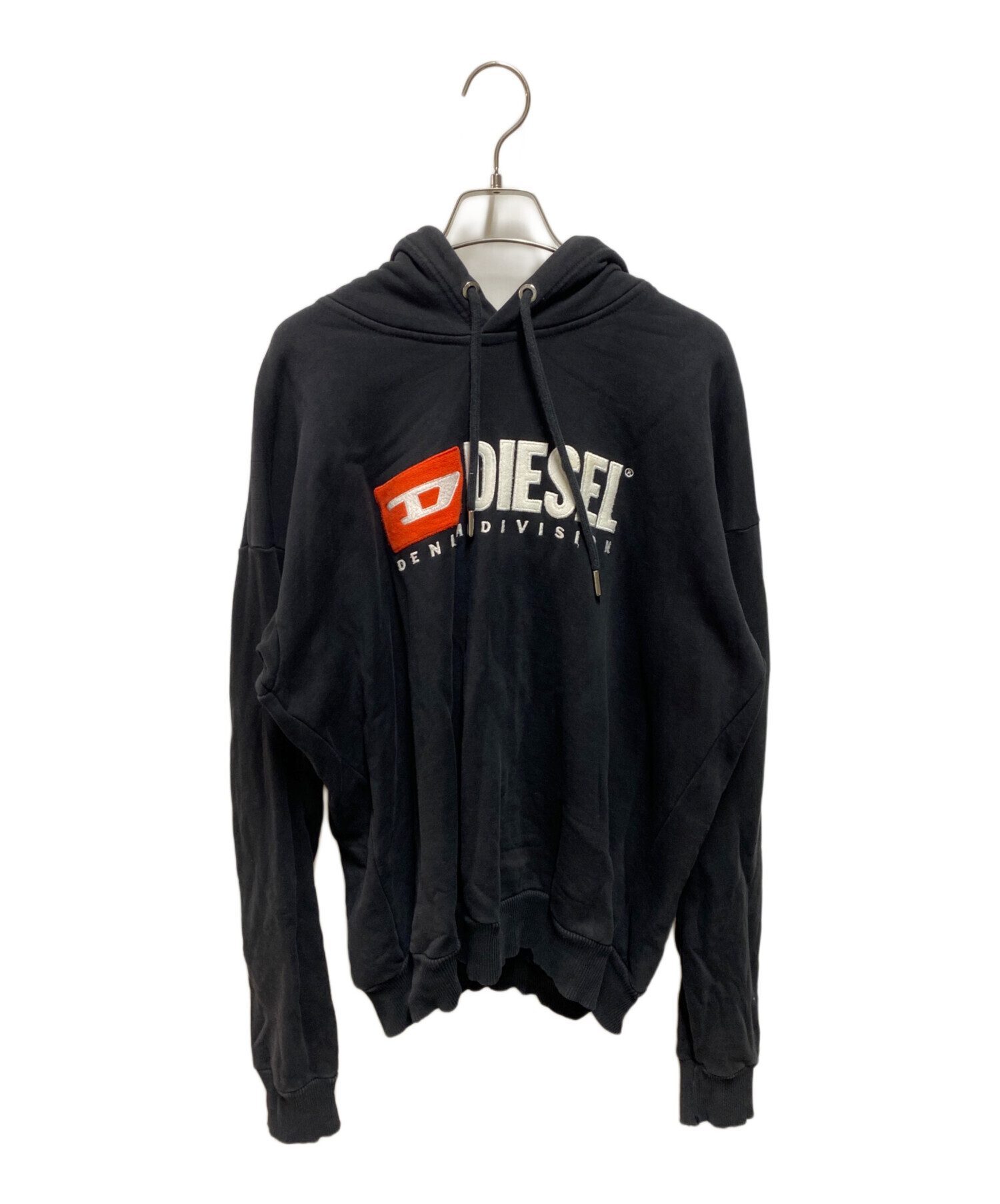 DIESEL ディーゼル✨️ベロア　刺繍ロゴ　ジップアップ　パーカー　美品　黒　Ｓ 中古・古着通販】DIESEL (ディーゼル) ロゴ刺繍パーカー ブラック