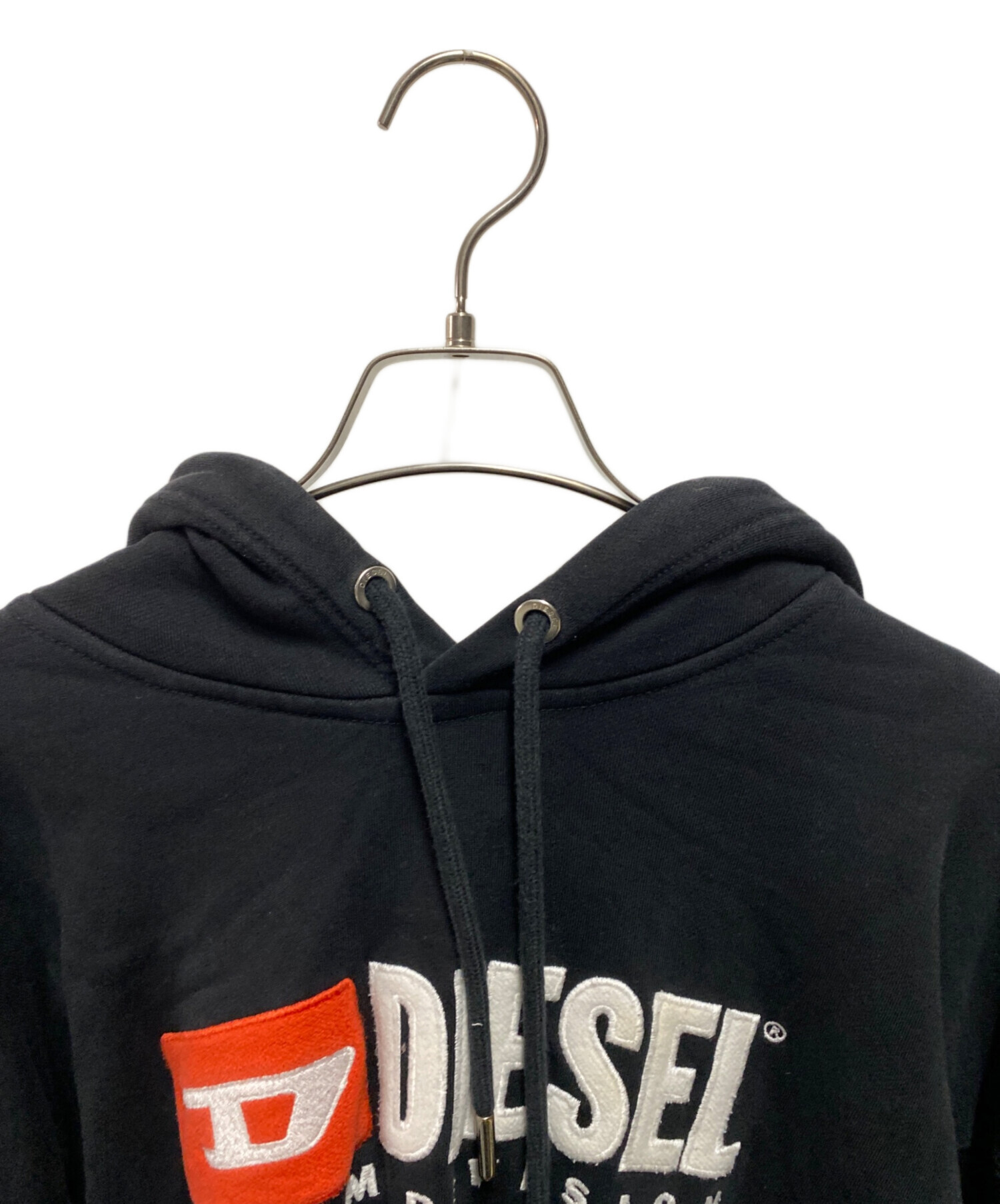 中古・古着通販】DIESEL (ディーゼル) ロゴ刺繍パーカー ブラック