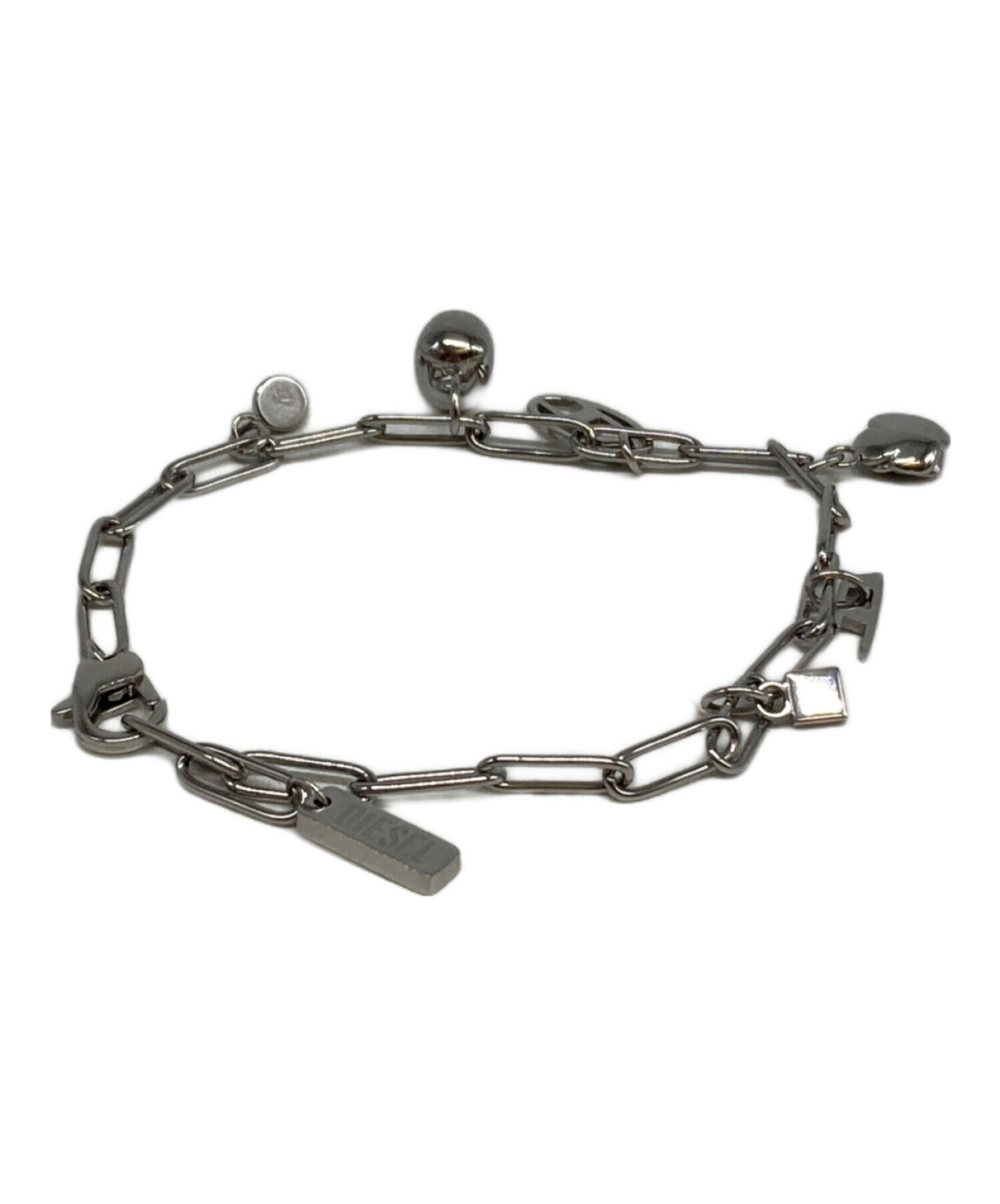 DIESEL シルバー編み込みブレスレット DIESEL ブレスレット メンズ 