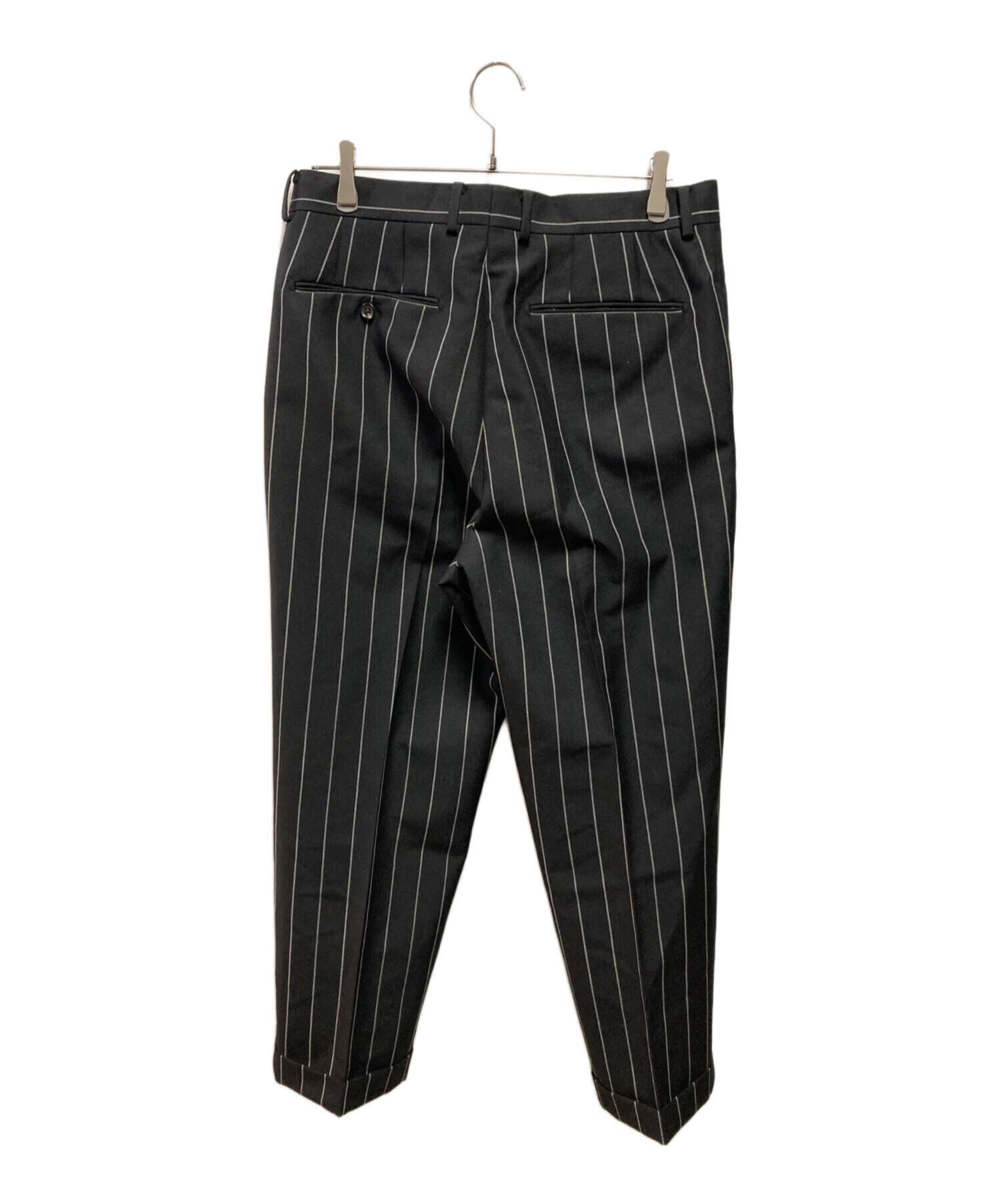 GLITTER STRIPED PLEATED TROUSERS ブラック 【公式通販】
