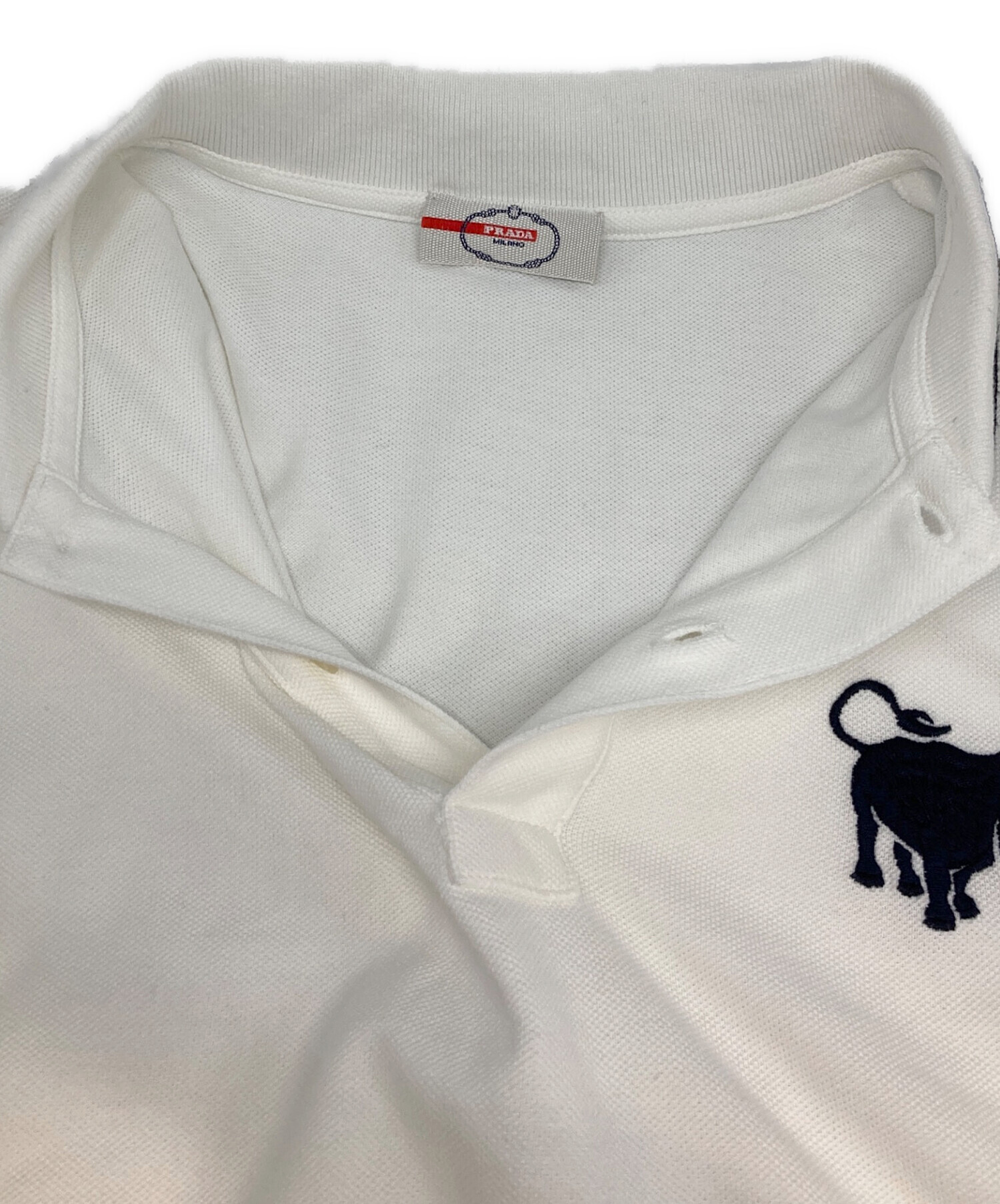 中古・古着通販】PRADA (プラダ) 刺繍ポロシャツ ホワイト サイズ:L