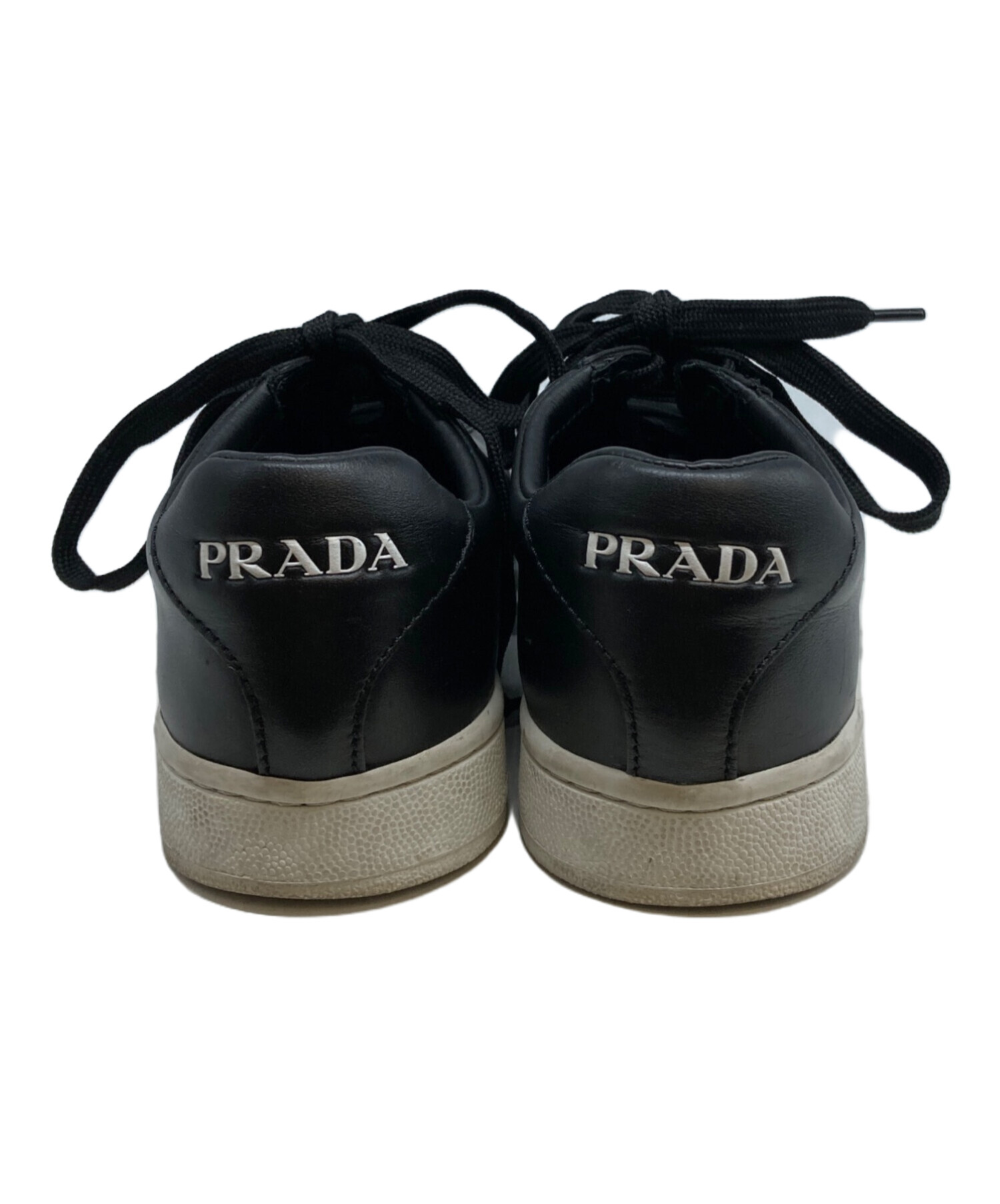 中古・古着通販】PRADA (プラダ) レザースニーカー ブラック サイズ:38