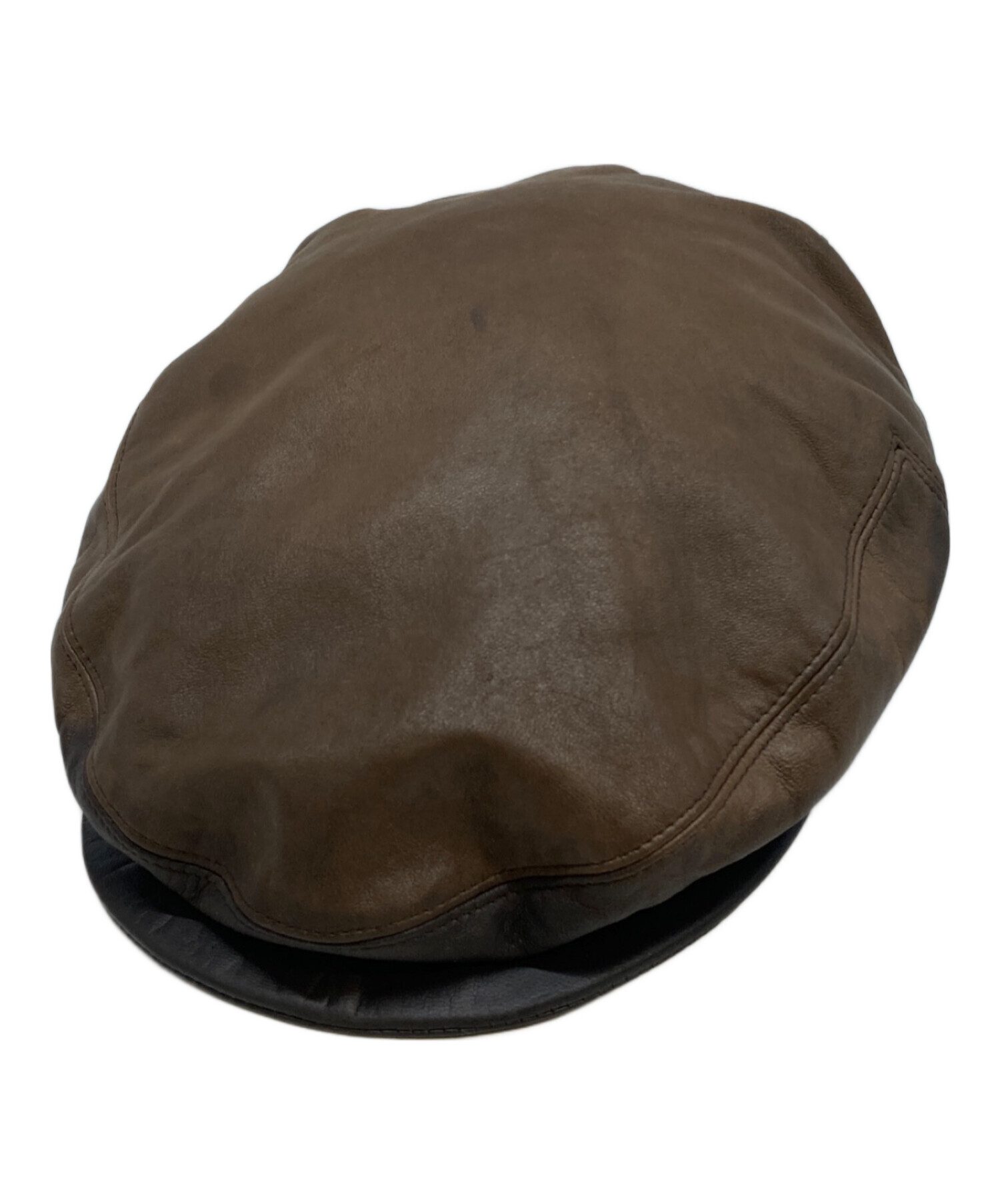 カ*ズ様 Gucci グッチ　モノグラム　ペレー帽　ハンチング帽　bboy 00 中古・古着通販】GUCCI (グッチ) レザーハンチング ブラウン サイズ