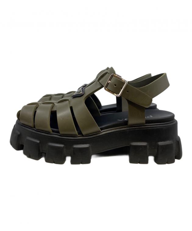 中古・古着通販】PRADA (プラダ) モノリスラバーサンダル オリーブ