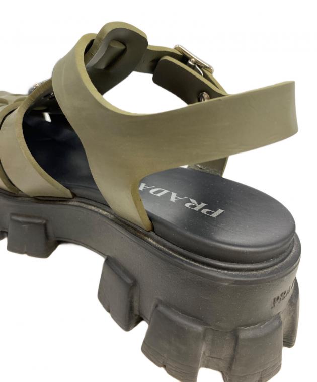 中古・古着通販】PRADA (プラダ) モノリスラバーサンダル オリーブ