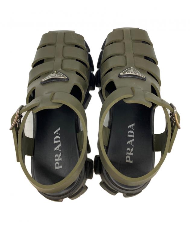 PRADA サンダル 新品未使用 サイズ35.5 中古・古着通販】PRADA (プラダ) モノリスラバーサンダル オリーブ