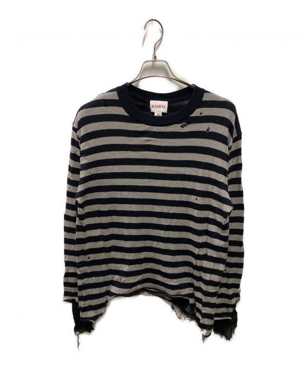 KAMIYA ニット　長袖 中古・古着通販】KAMIYA (カミヤ) LAYERED HORIZONTAL STRIPED KNIT