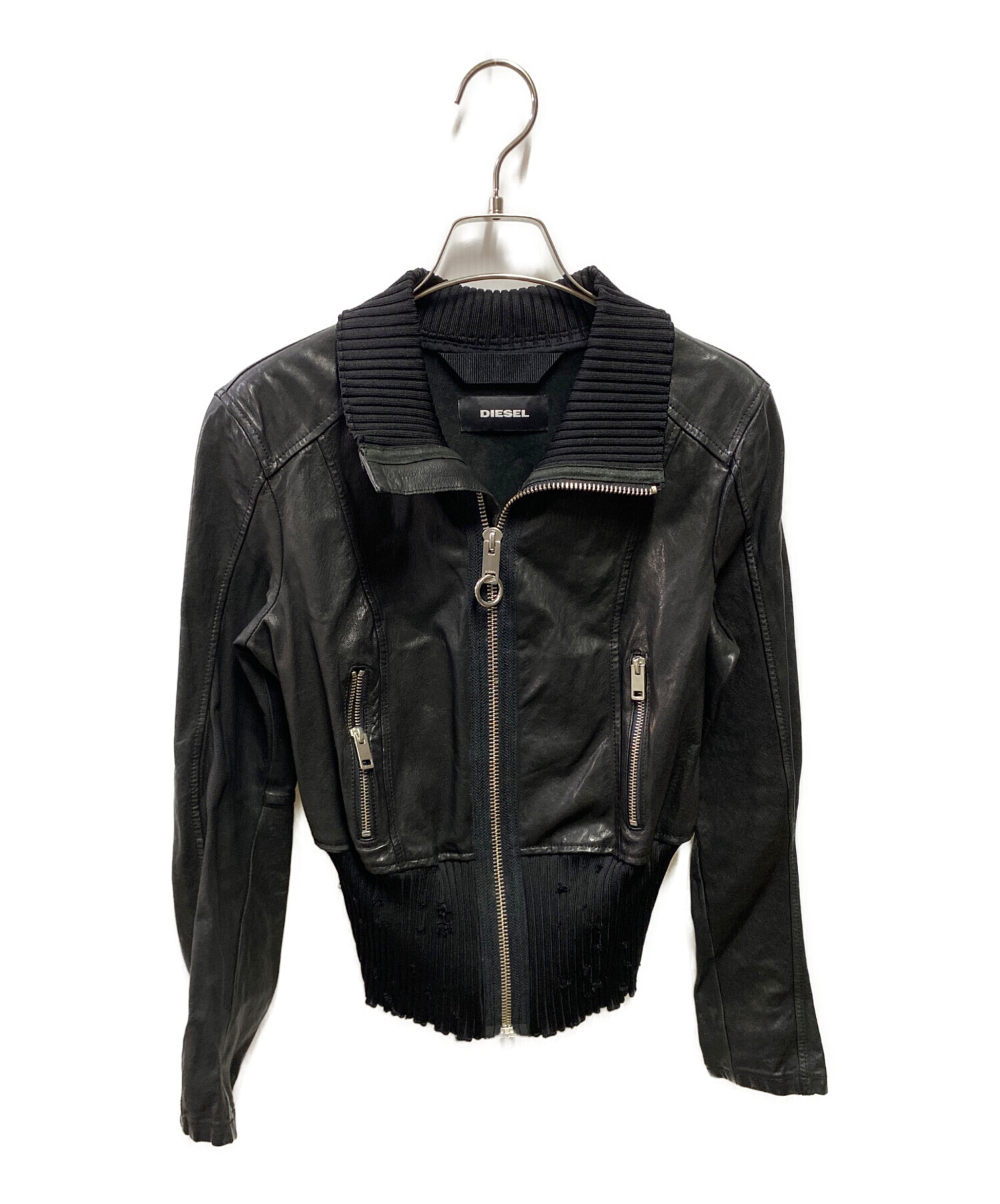 中古・古着通販】DIESEL (ディーゼル) リブダメージ加工ラムレザー