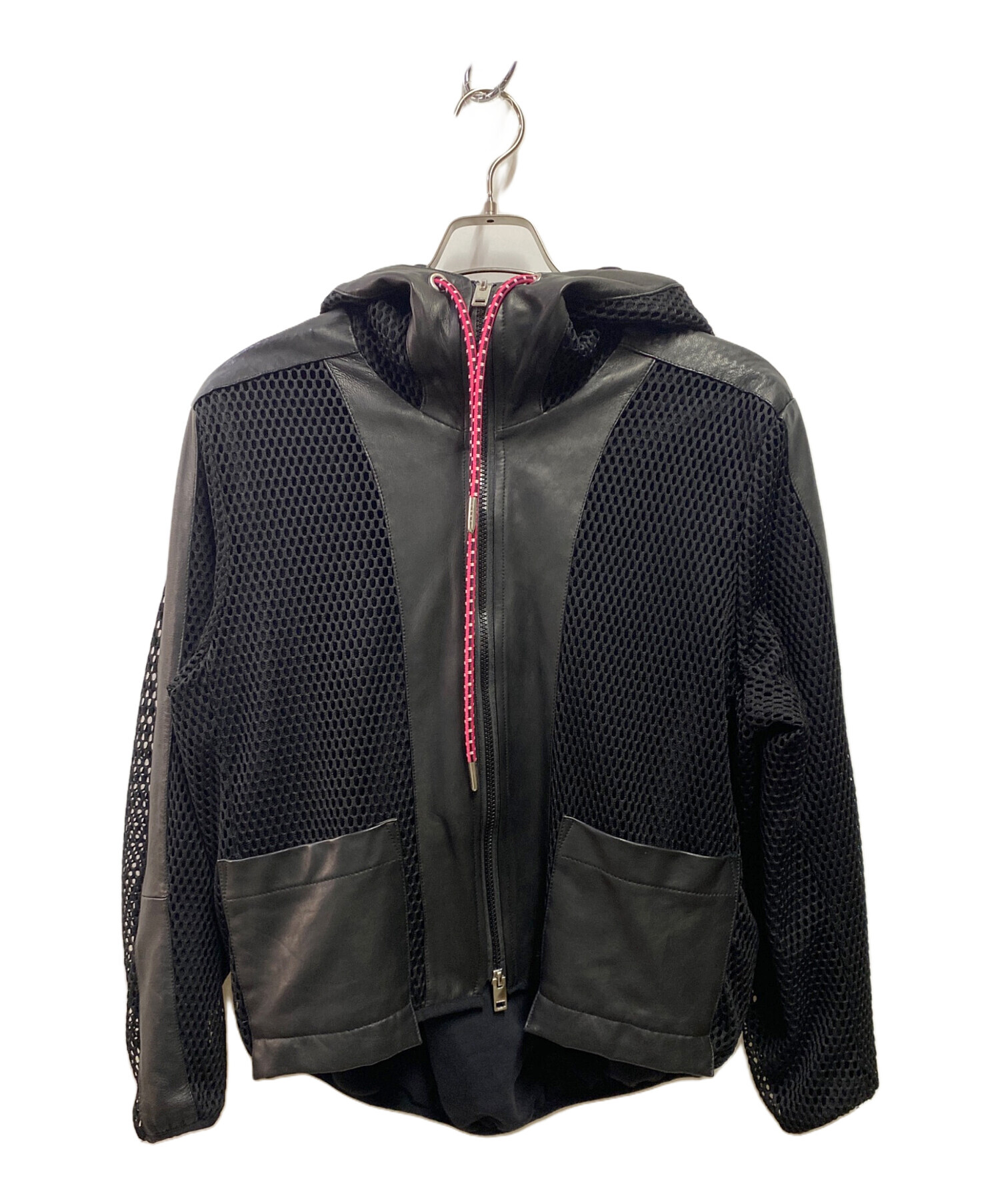 中古・古着通販】DIESEL (ディーゼル) レザーメッシュフーディー 