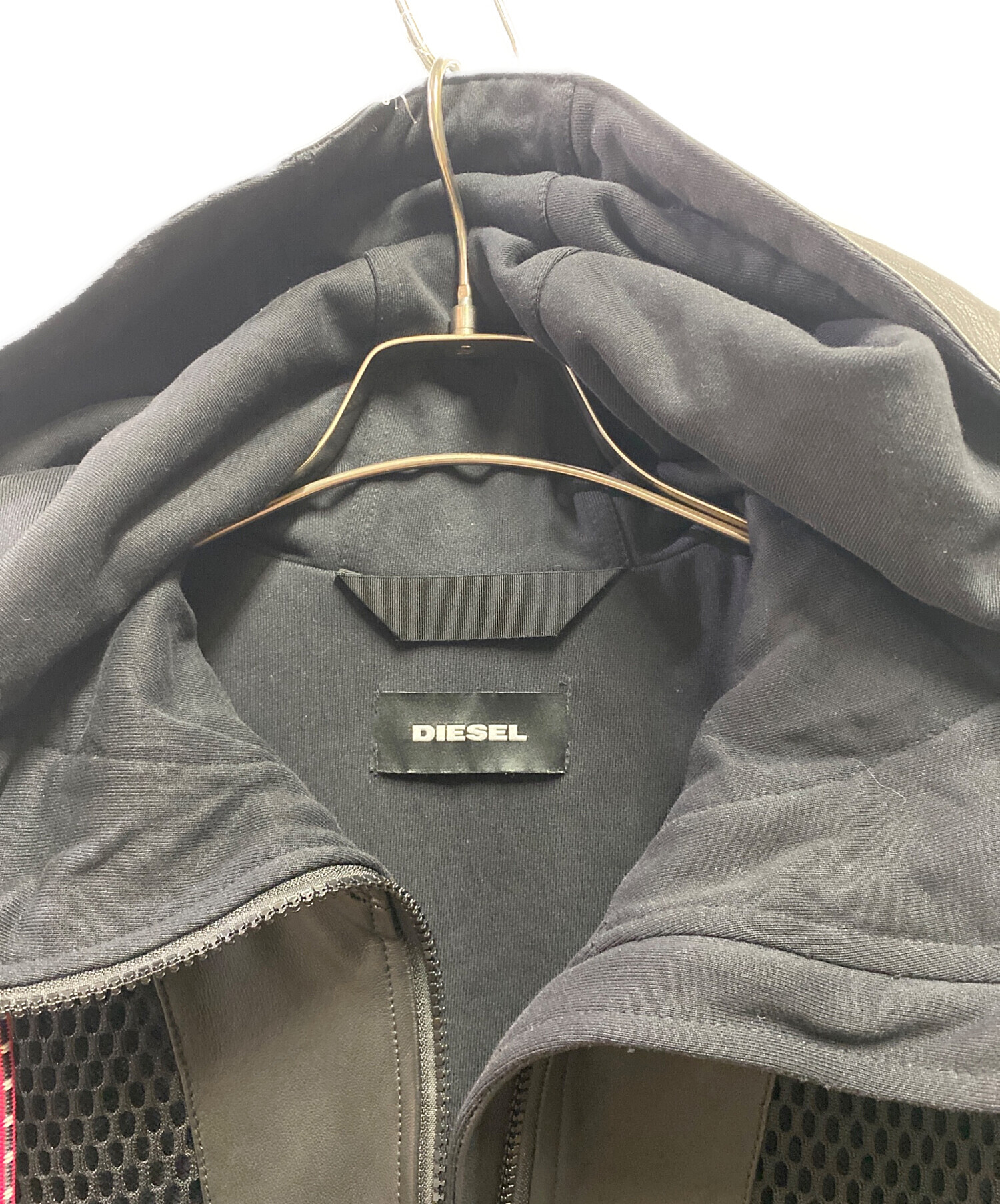中古・古着通販】DIESEL (ディーゼル) レザーメッシュフーディー