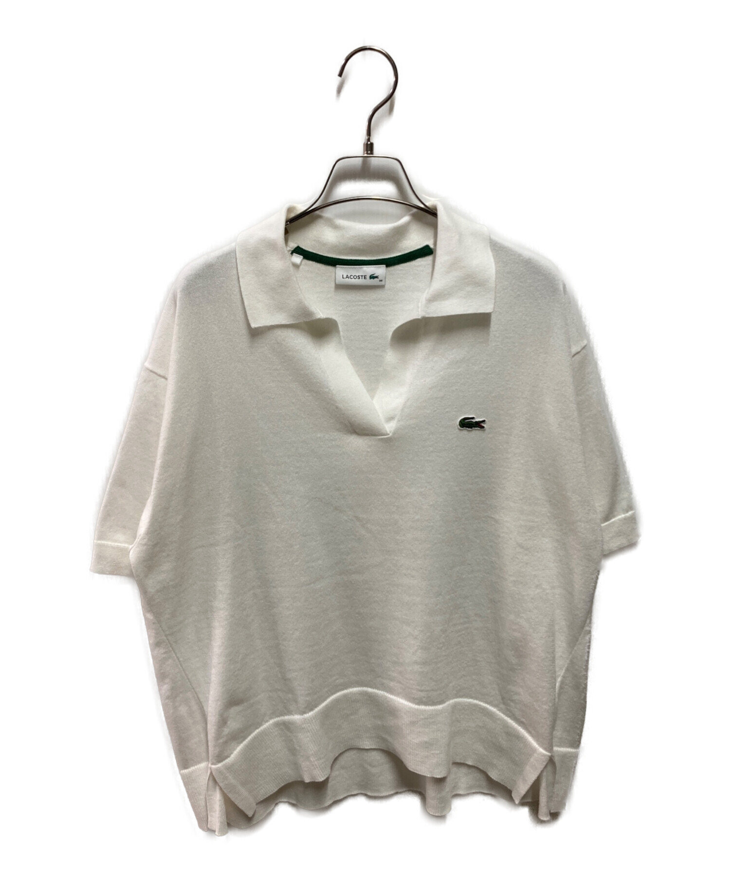 80s ラコステ ニットポロシャツ 中古・古着通販】LACOSTE (ラコステ) ニットポロシャツ ホワイト