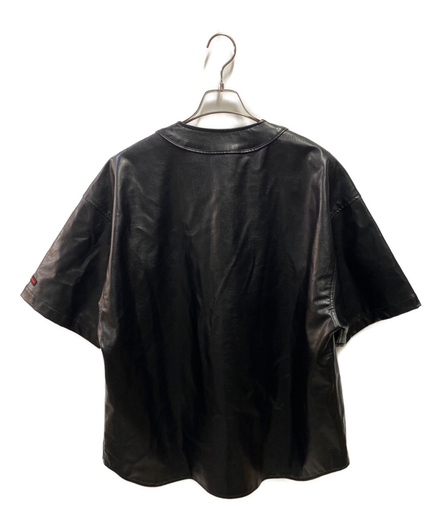 中古・古着通販】FUBU (フブ) FAUX LEATHER BASEBALL SHIRTS ブラック