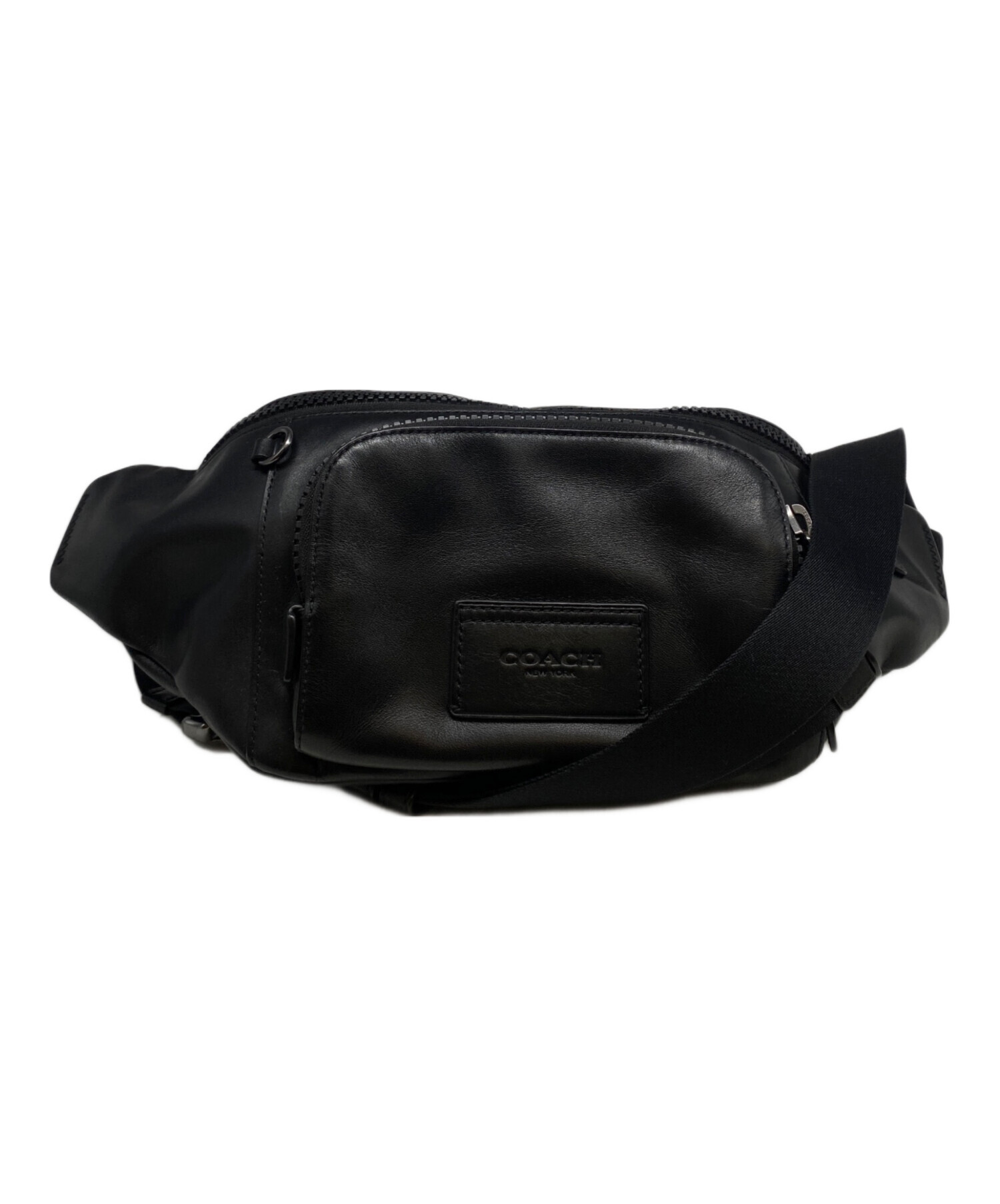 中古・古着通販】COACH (コーチ) カーフレザーウエストポーチ ブラック