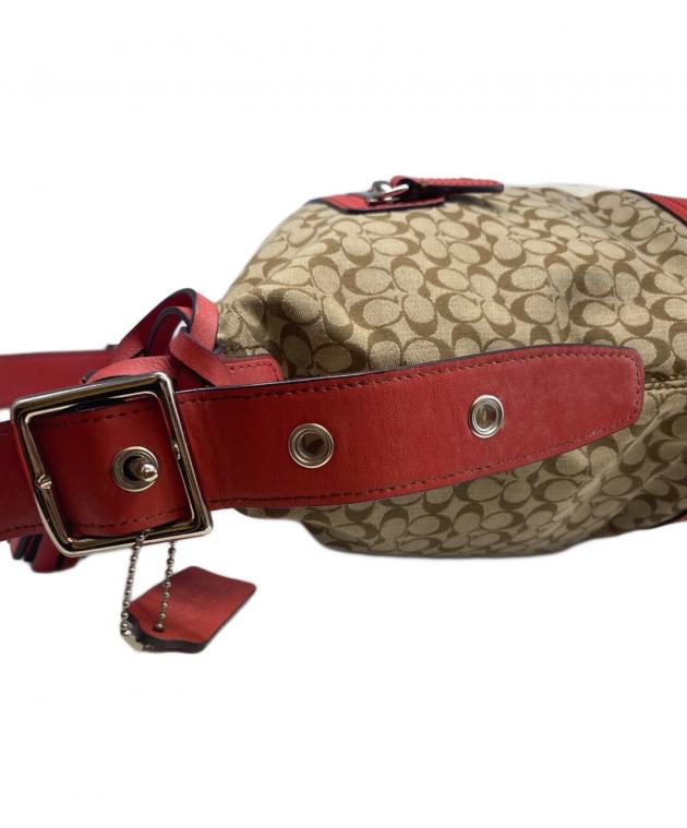 希少　COACH ショルダーバッグ ベージュ/赤 中古・古着通販】COACH (コーチ) ショルダーバッグ レッド×ベージュ