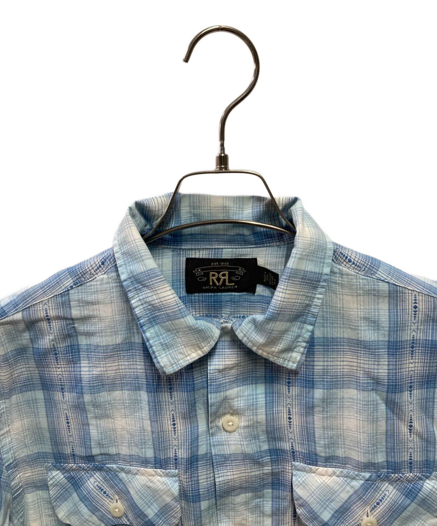 中古・古着通販】RRL (ダブルアールエル) オープンカラーシャツ ブルー
