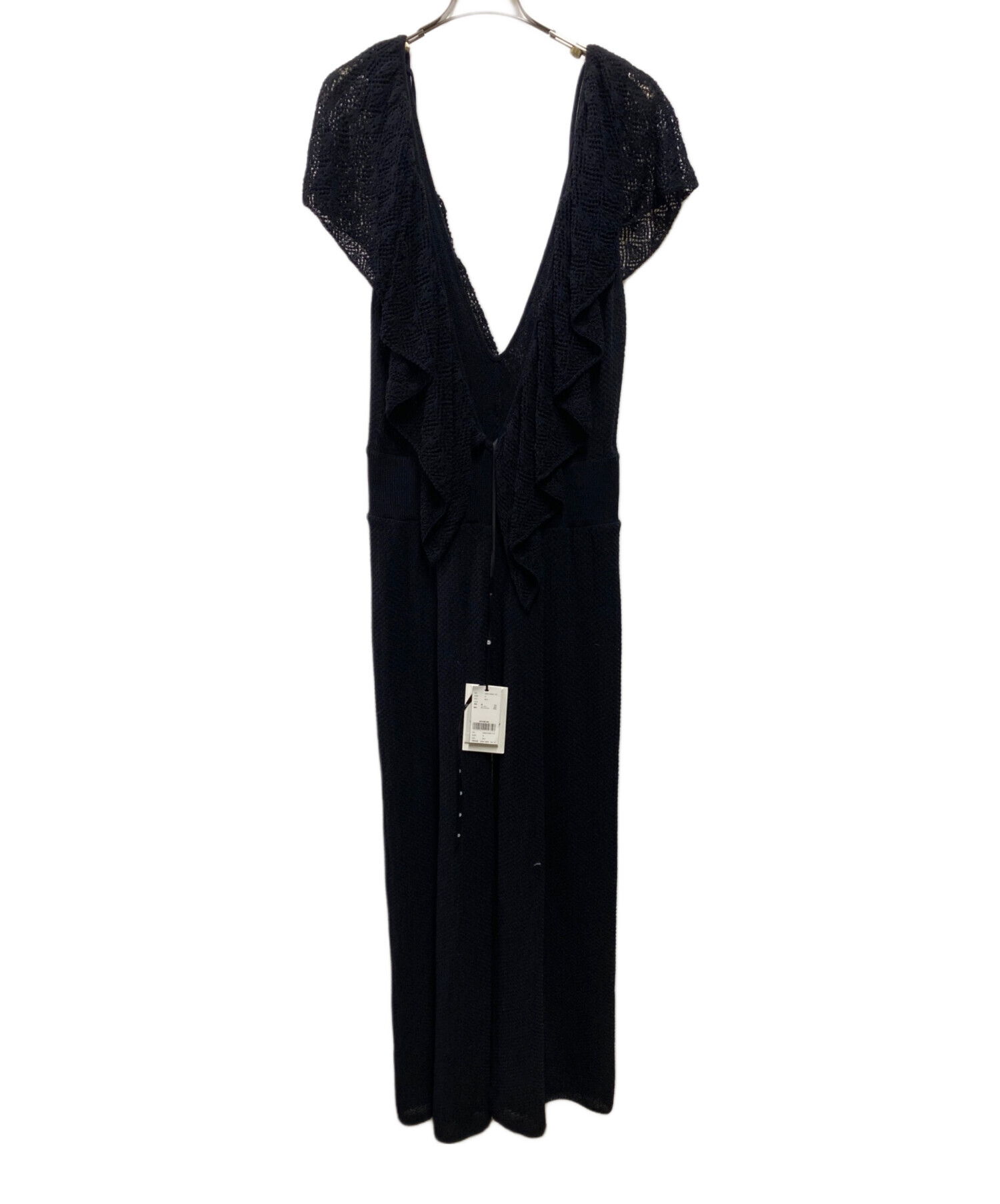 中古・古着通販】Ameri (アメリ) MEDI RUFFLE KNIT ROMPERS ブラック