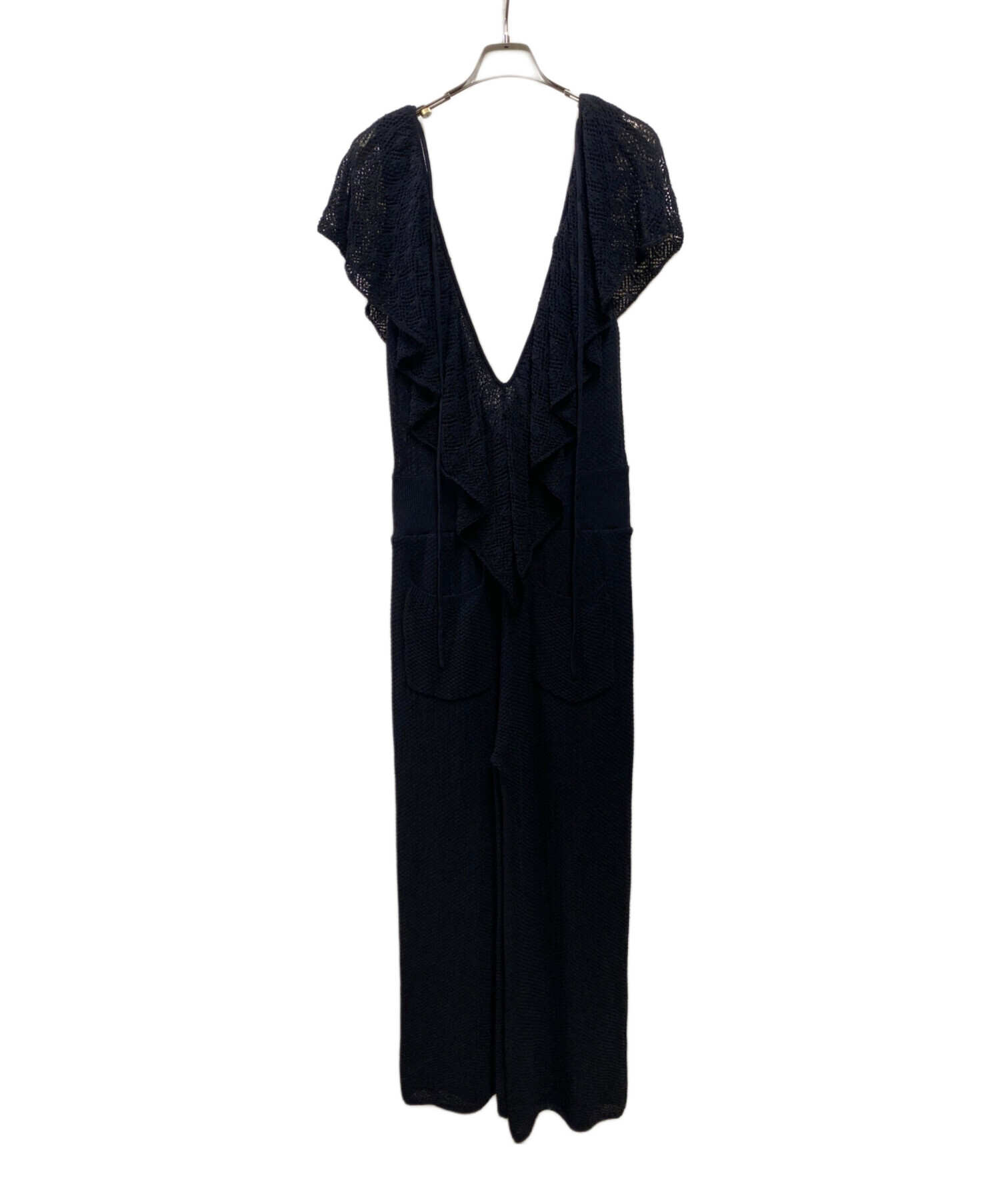 中古・古着通販】Ameri (アメリ) MEDI RUFFLE KNIT ROMPERS ブラック