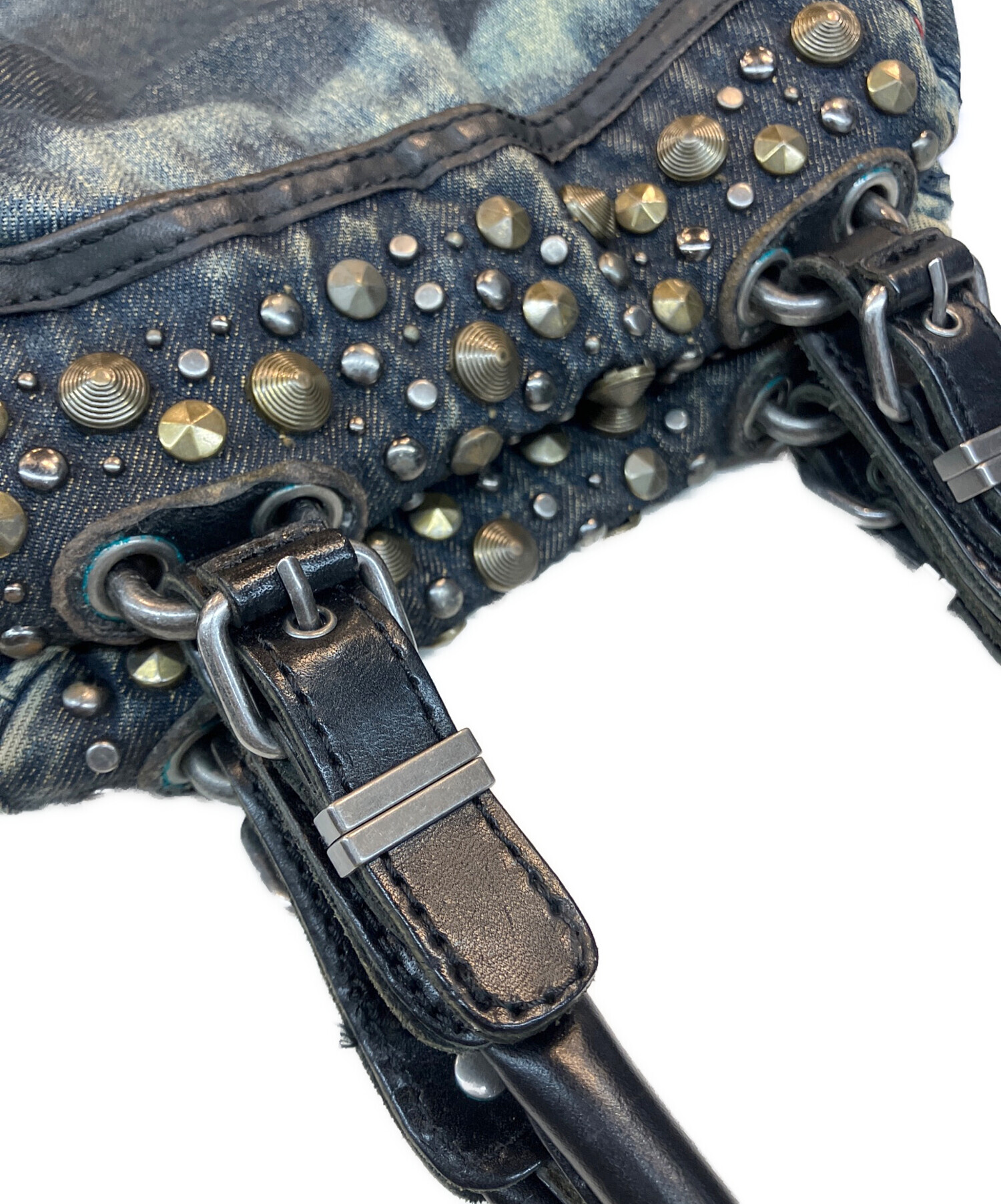 Diesel スタッズ付きデニムバッグ　未使用 中古・古着通販】DIESEL (ディーゼル) スタッズデニムバッグ