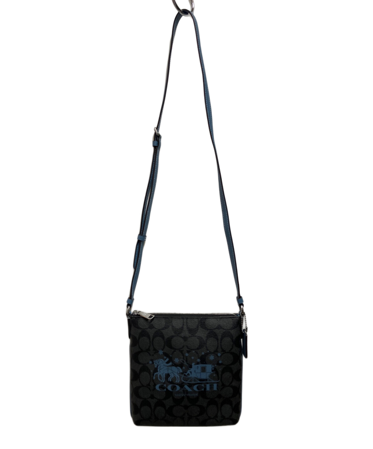 COACH ショルダーバッグ　シグネチャー　ヘリテージ　本革　PVC 黒 中古・古着通販】COACH (コーチ) シグネチャーPVCショルダーバッグ
