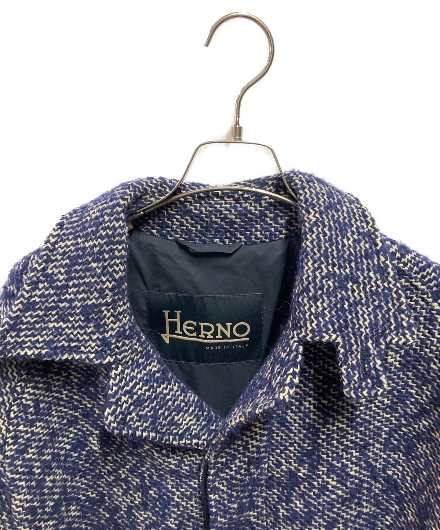 中古・古着通販】HERNO (ヘルノ) ウールツイードステンカラーコート 中古・古着通販】HERNO (ヘルノ) ウールツイードステンカラーコート