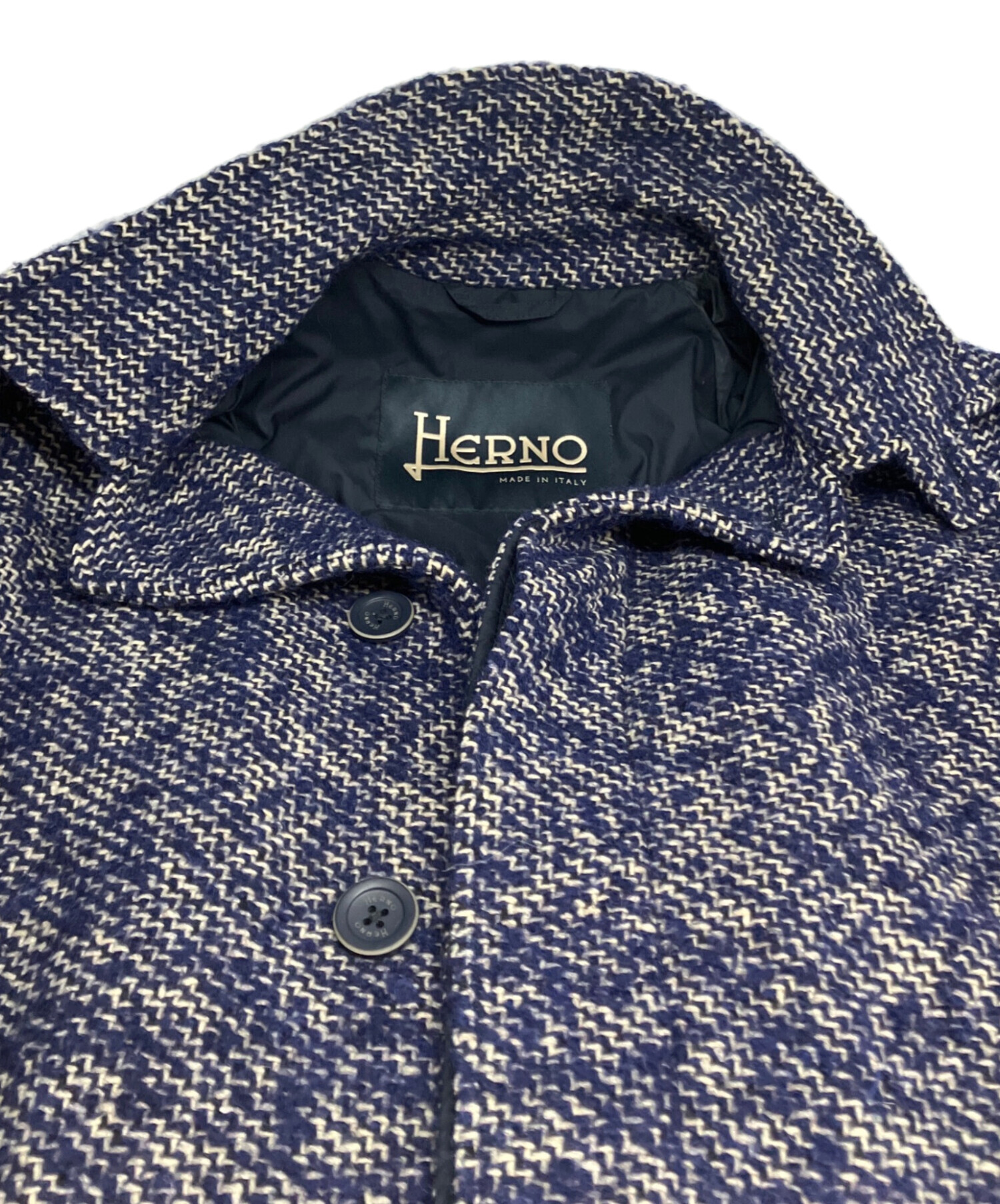 中古・古着通販】HERNO (ヘルノ) ウールツイードステンカラーコート