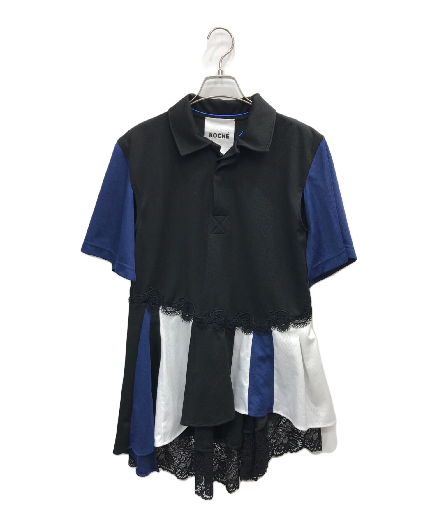 【KOCHE】SILKカラーブロック パッチワーク オーバーサイズ ポロシャツ Koche ポロシャツ KOCHE】SILKカラーブロック パッチワーク オーバー