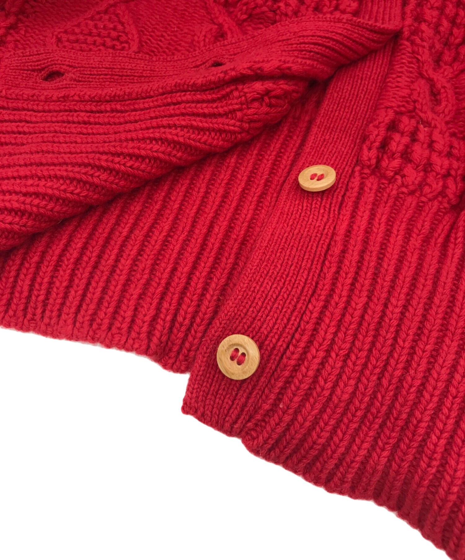 中古・古着通販】ichi (イチ) ケーブルニットカーディガン レッド