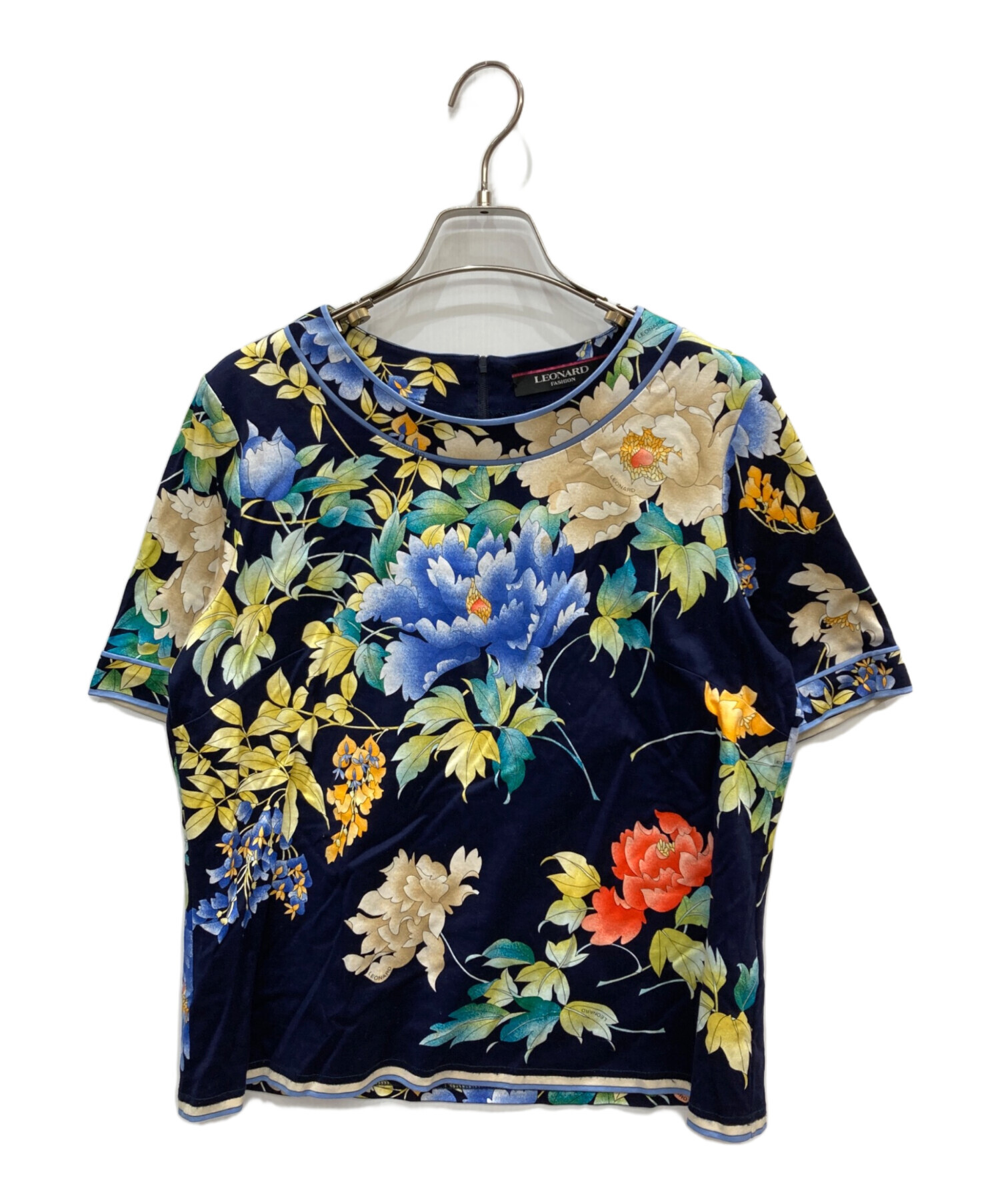 大きいサイズLEONARDレオナール 半袖Tシャツ カットソー 花柄 総柄 42