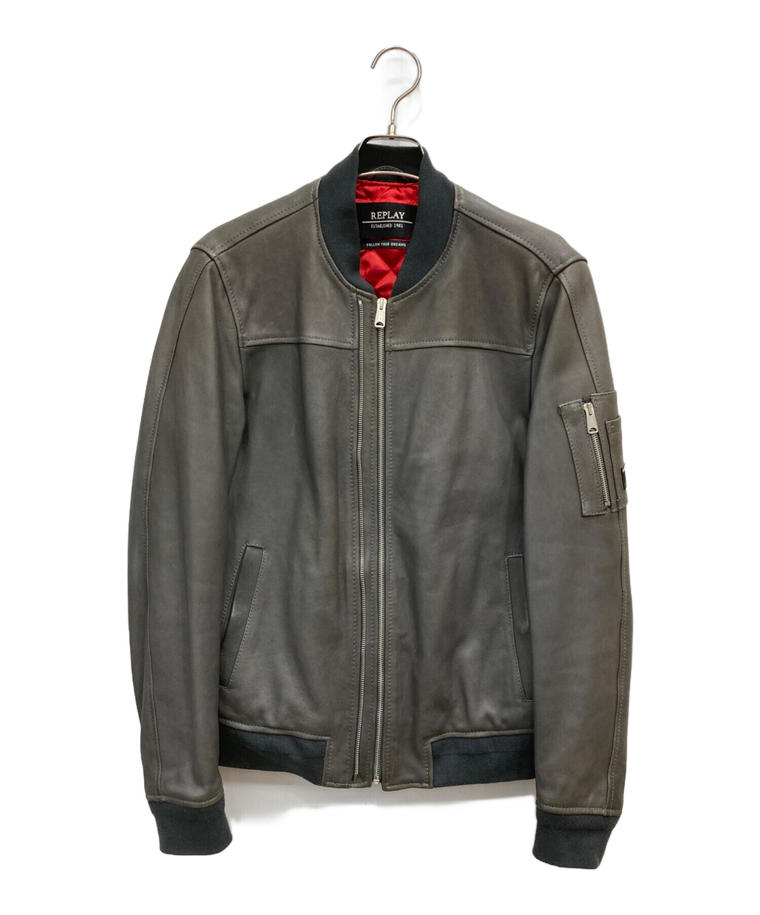 中古・古着通販】REPLAY (リプレイ) レザージャケット グレー サイズ:M
