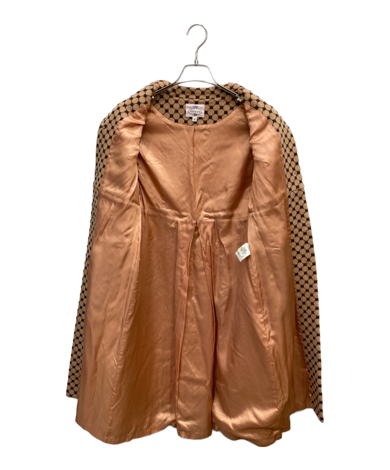 中古・古着通販】TOCCA (トッカ) ノーカラーウールコート ブラウン 