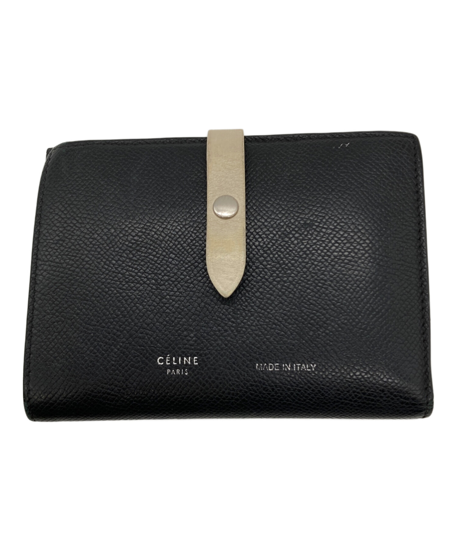 CELINE ミディアムストラップウォレット ブラック 中古・古着通販