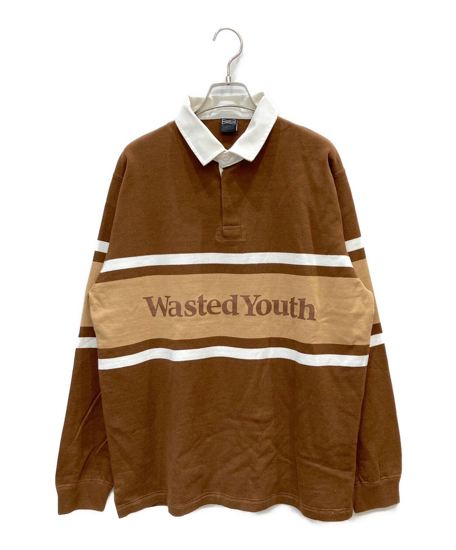 wasted youth ラガーシャツ ブラウン ラガーシャツ wasted youth