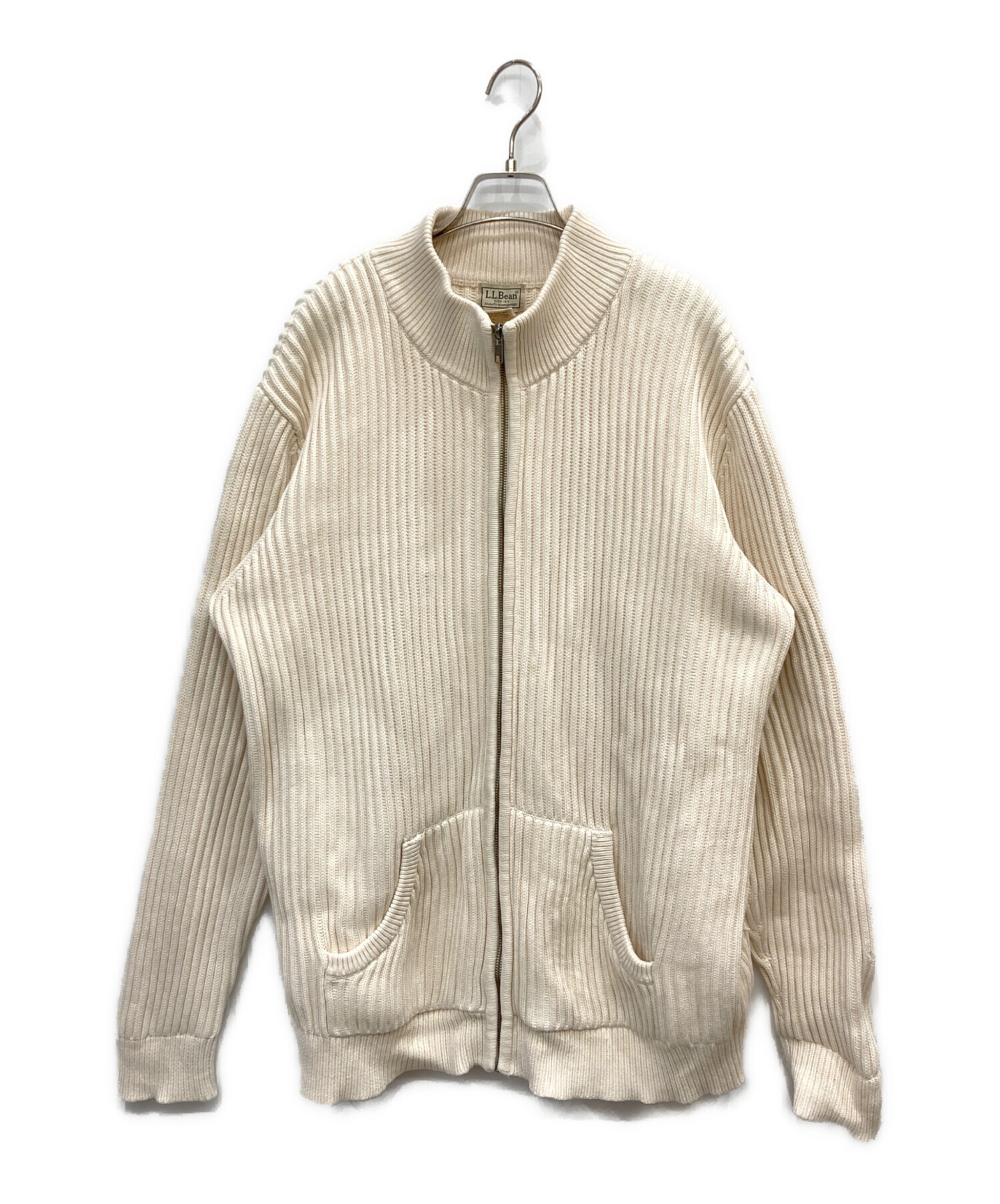 中古・古着通販】L.L.Bean (エルエルビーン) ジップニット アイボリー 