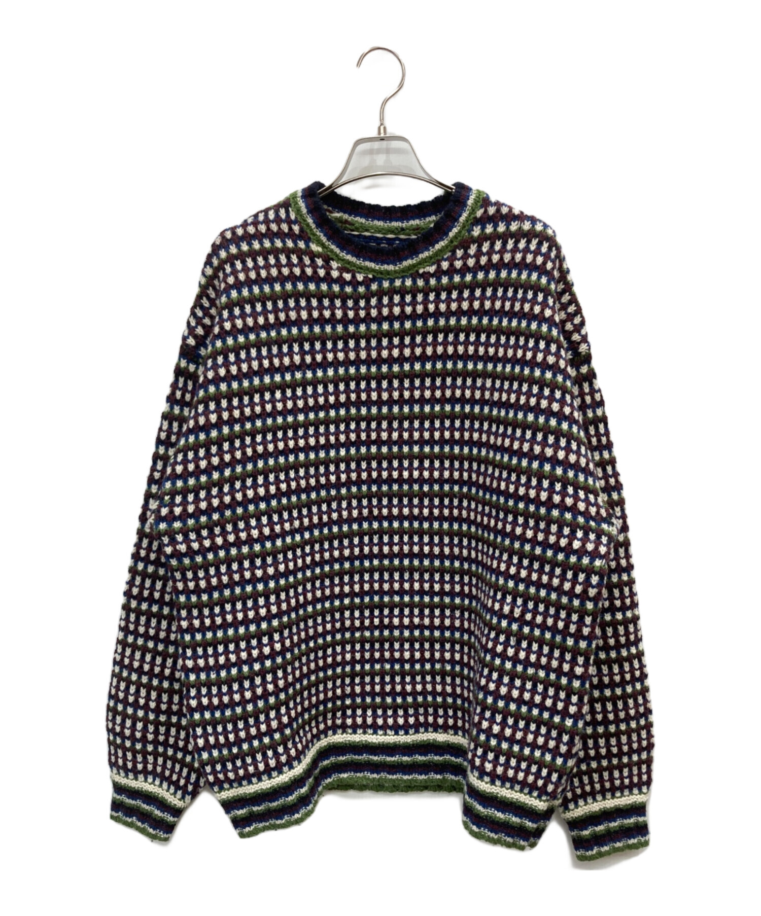 中古・古着通販】BEAMS (ビームス) クルーネックニット ホワイト 