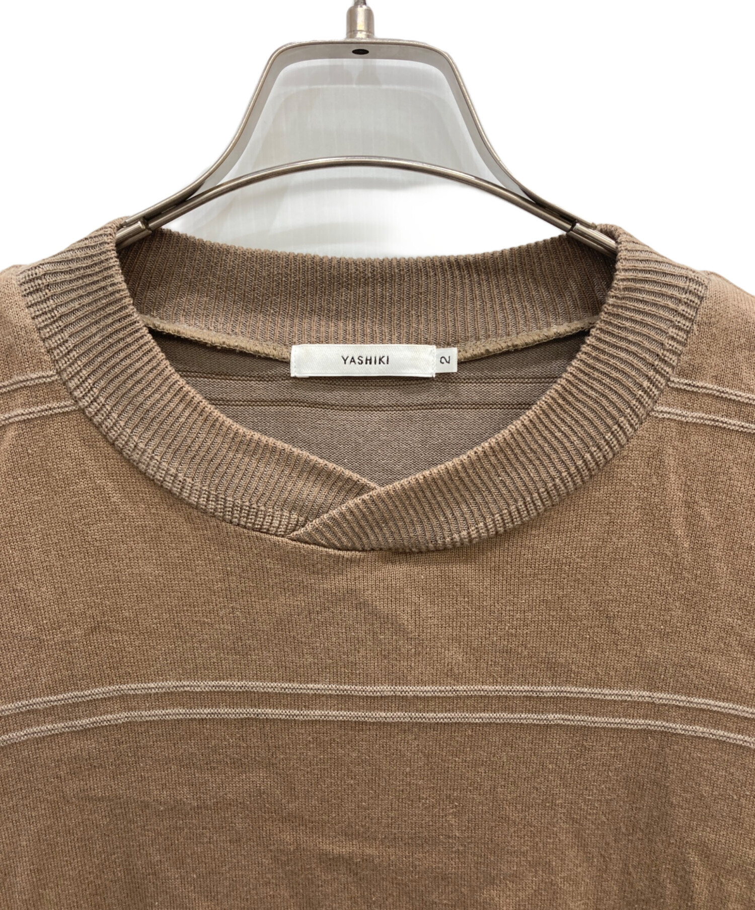 中古・古着通販】yashiki (ヤシキ) Hamon Knit ブラウン サイズ:2