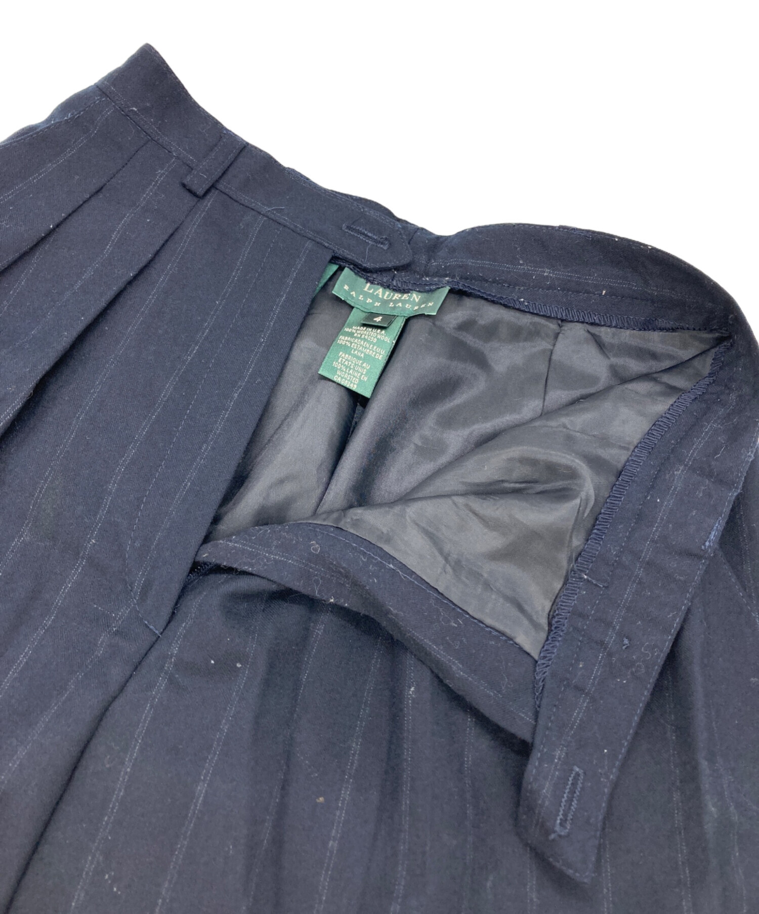 新品タグ付きPolo Ralph Lauren ネイビーストライプスラックス POLO RALPH LAUREN（ポロ ラルフ ローレン）の「プリーテッド