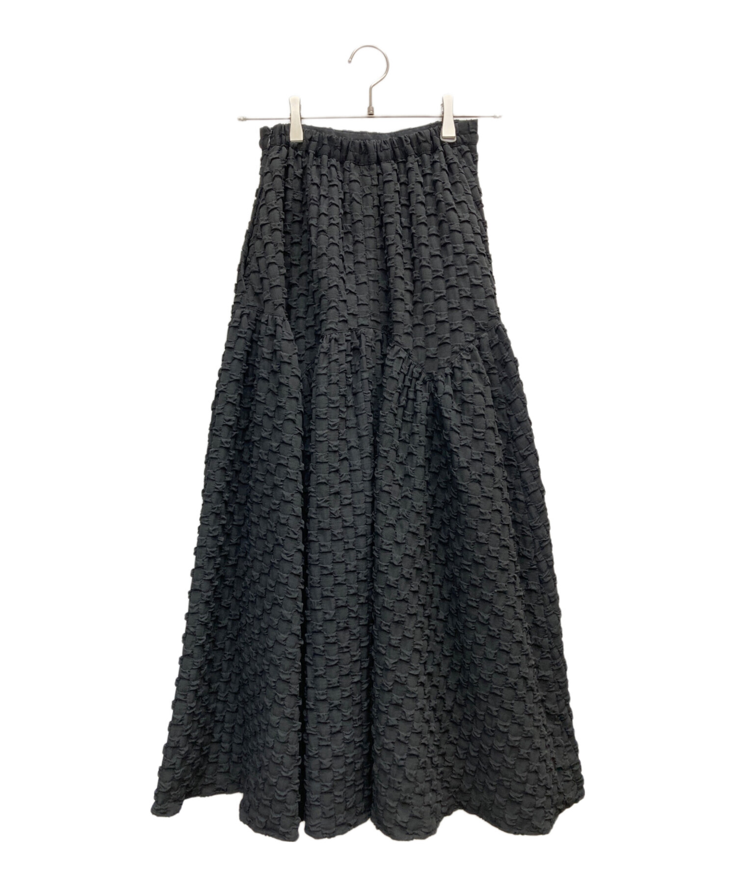 ストア CADUNE ティアードスカート 黒 切替スカート フレア フリル