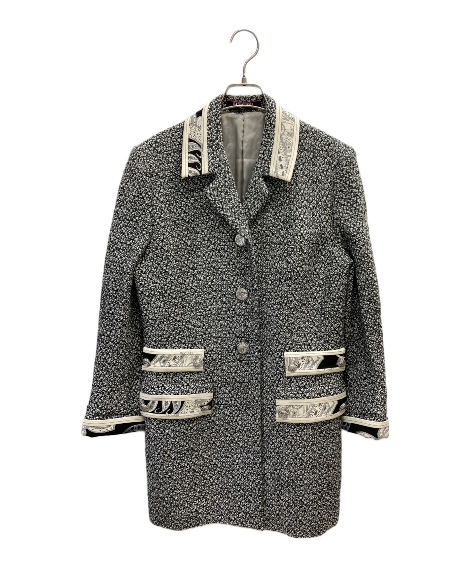 中古・古着通販】LEONARD (レオナール) メタルボタンツイードコート